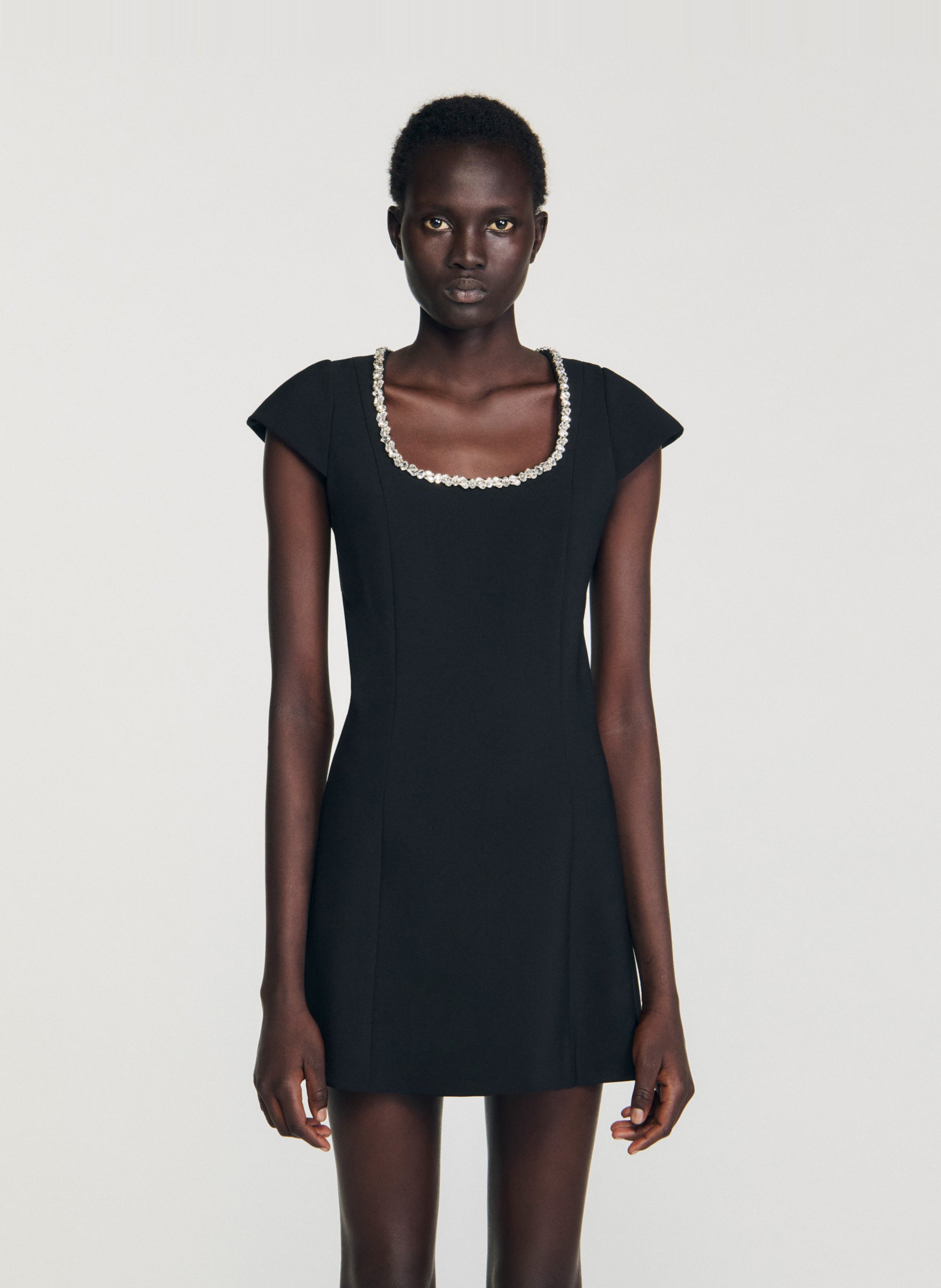 Korte jurk met ronde hals SANDRO Zwart