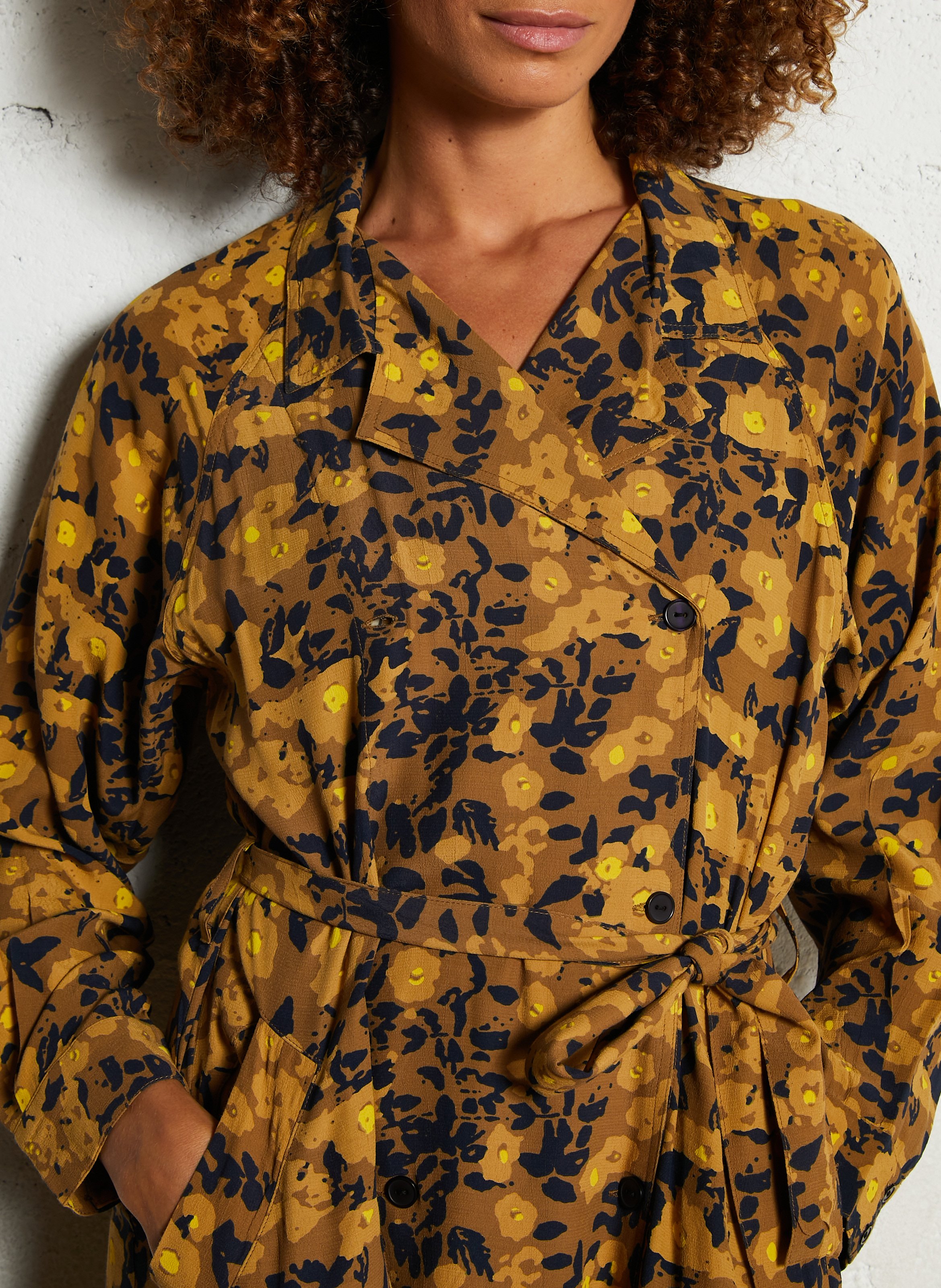 Long plain wrap dress LEON & HARPER Yellow