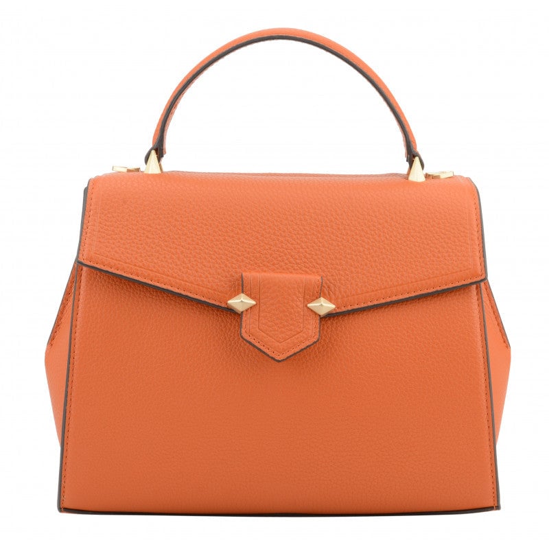 Handbag - grained calf leather POURCHET Orange