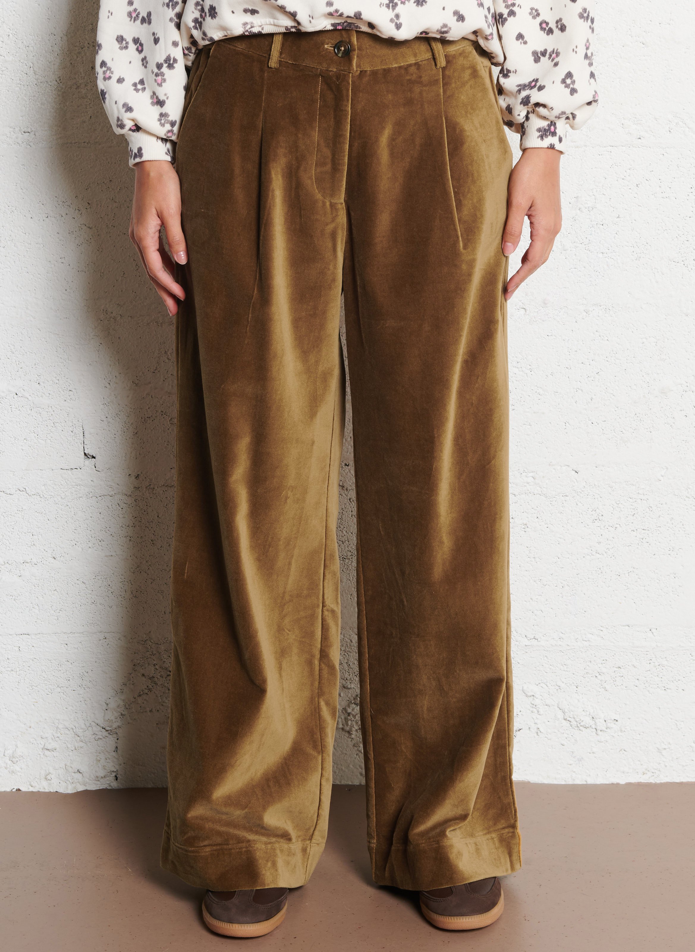 Weite Hose aus Baumwoll-Velours EMILE ET IDA