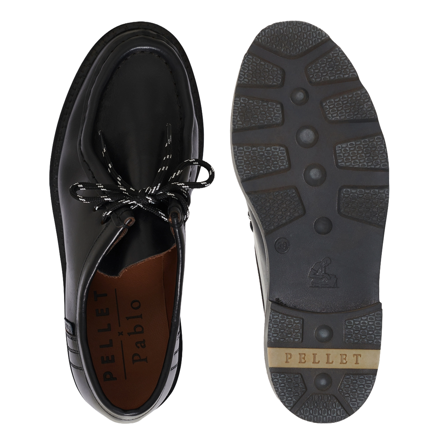 Plain leather notched loafers PABLO Black