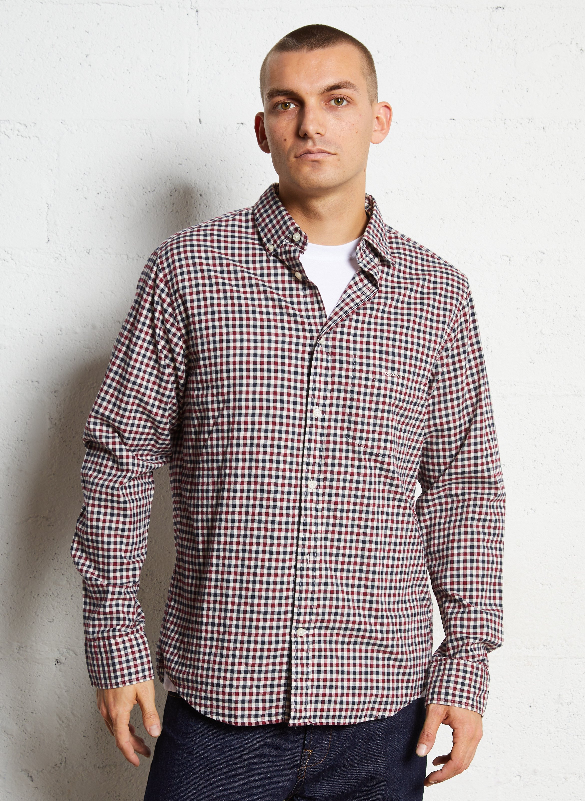 Straight shirt with American collar, gingham print in cotton GANT