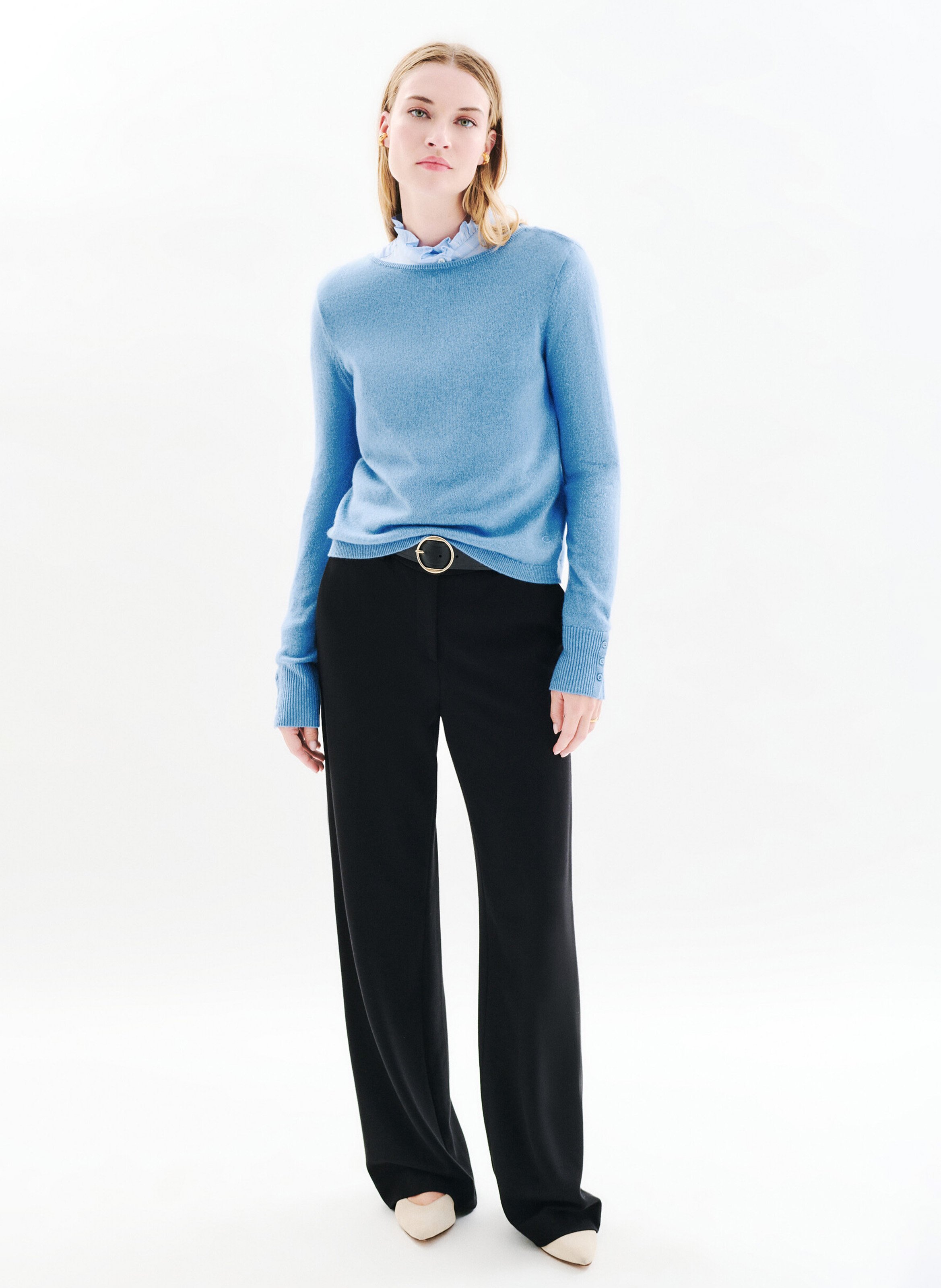 Metallic cashmere-blend boat-neck sweater CAROLL Blue