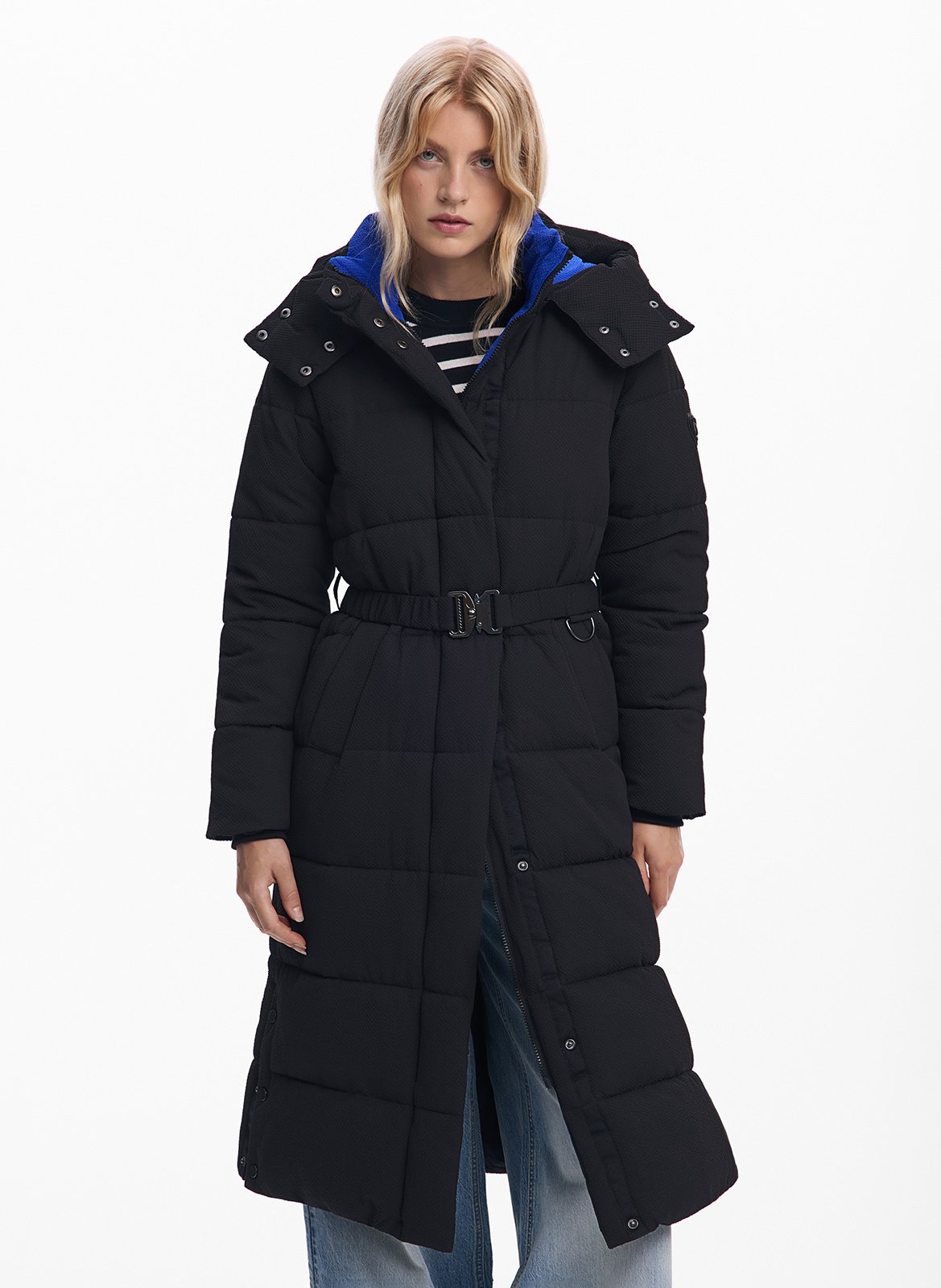 Parka doudoune ceinturée unie DESIGUAL Noir