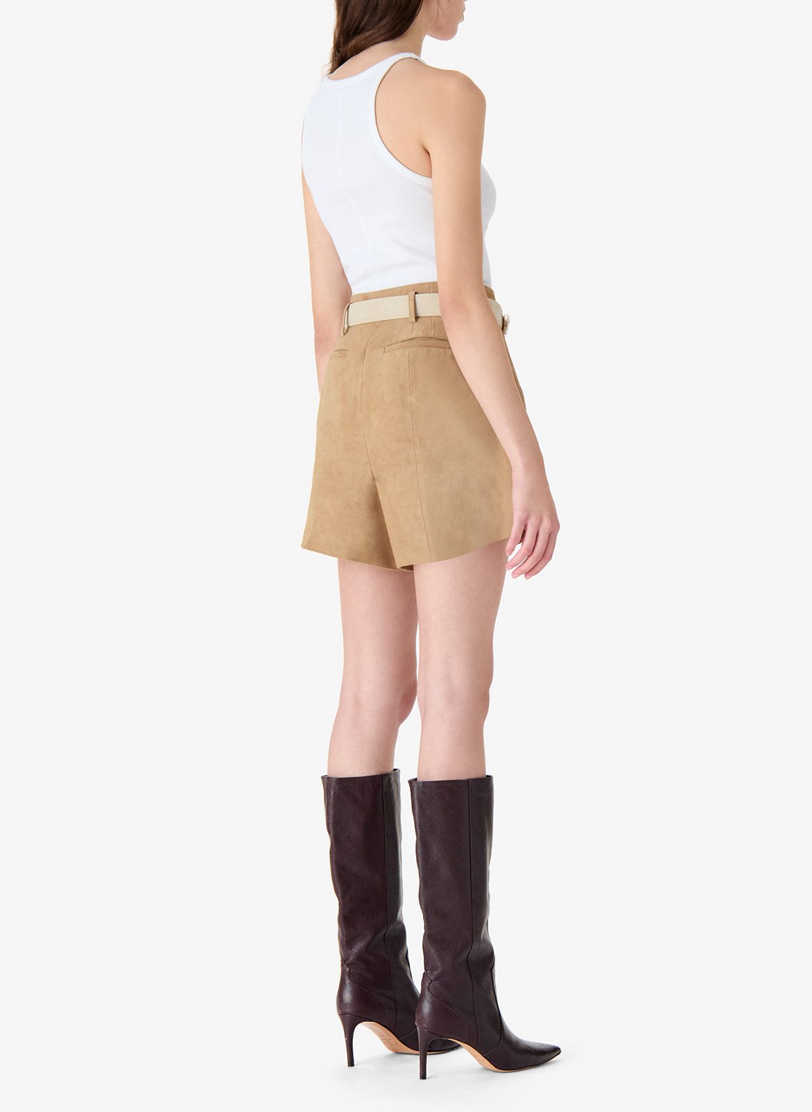High-waisted leather button-up skirt IRO Beige