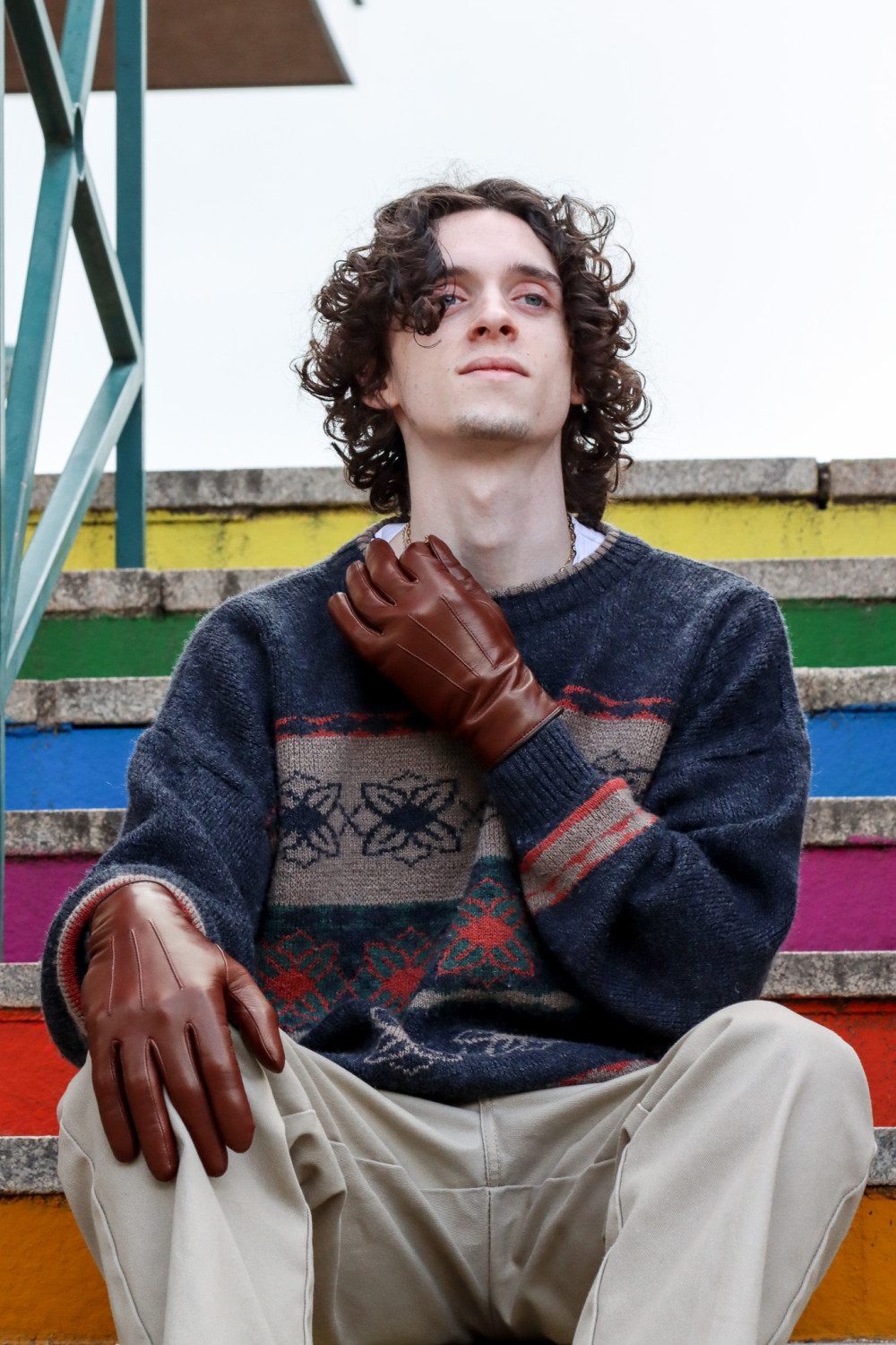 Rick leather gloves lined with cashmere Brown