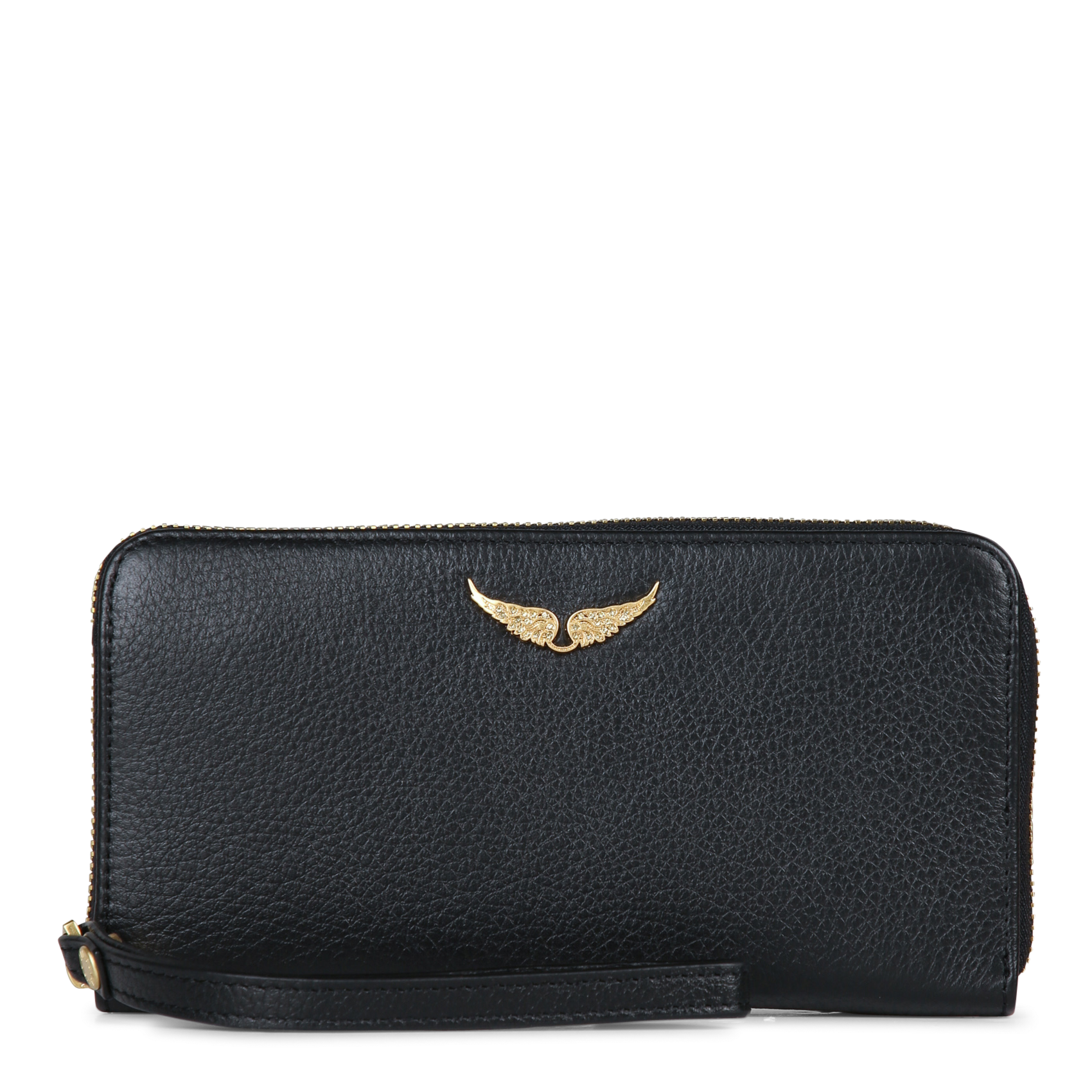 Kleine, leren portemonnee COMPAGNON Black gold