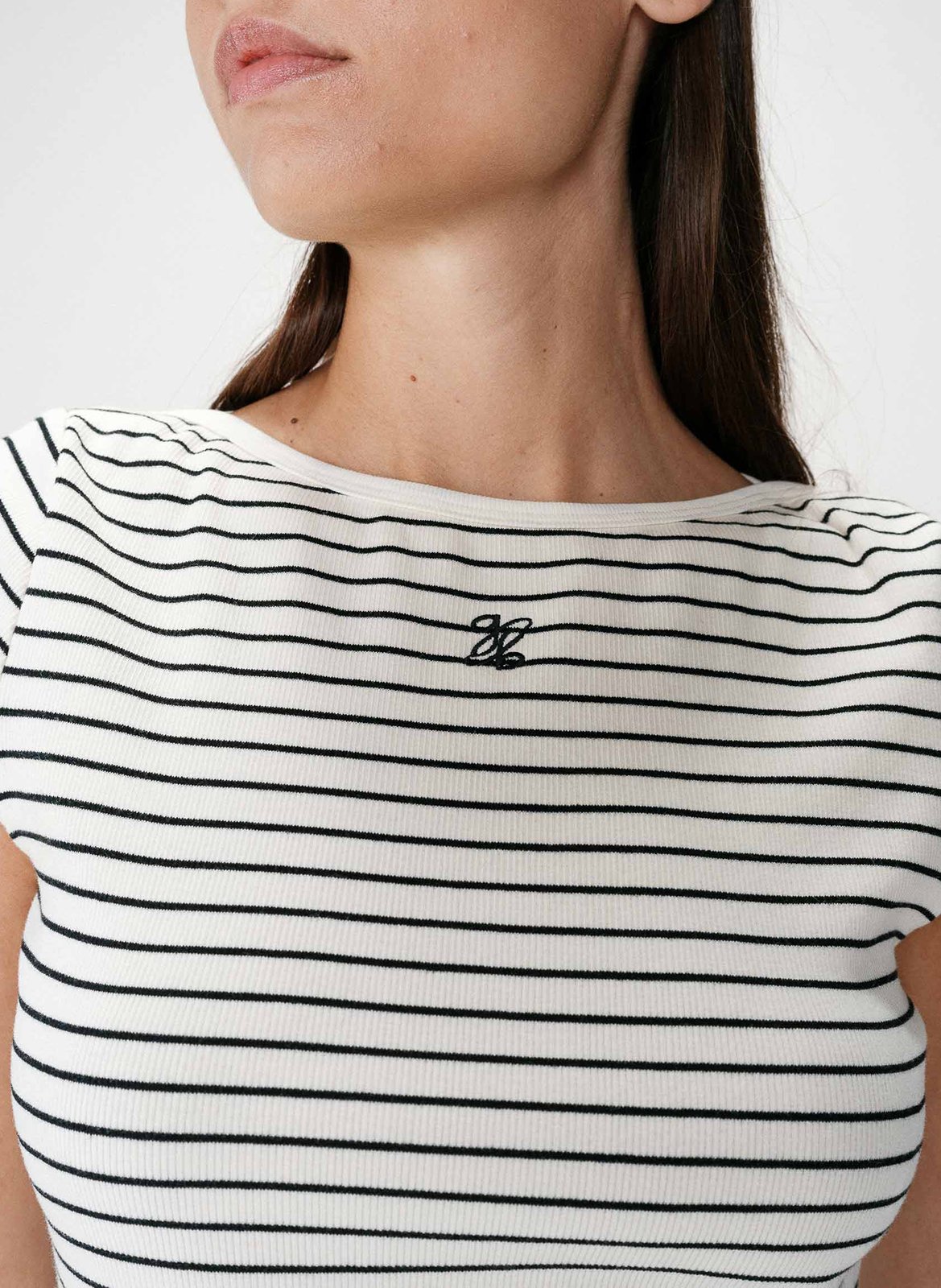 Tee-shirt à rayures col rond GRACE ET MILA Weiss