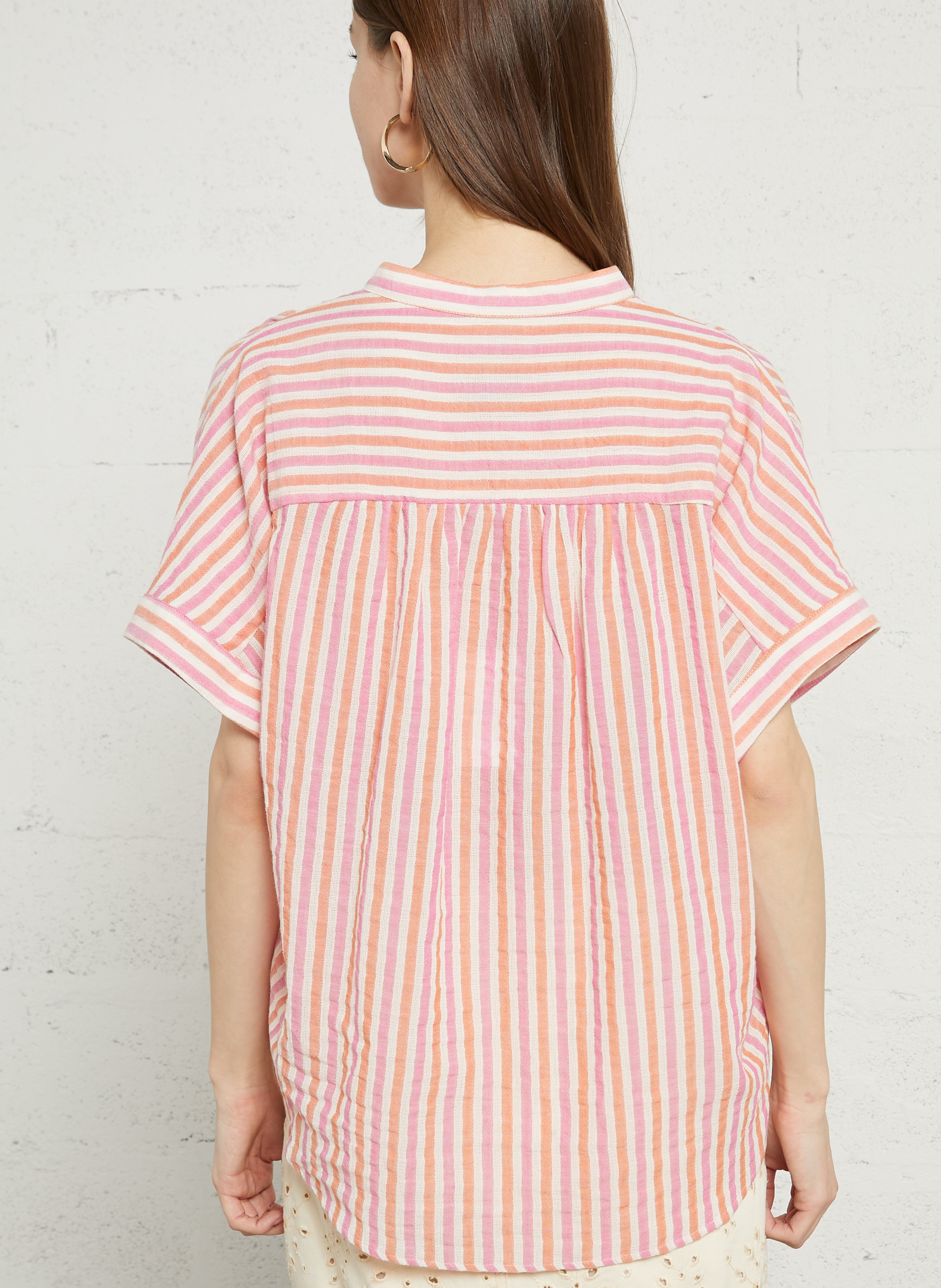 Weite Bluse mit Mao-Kragen aus Bio-Baumwolle SACRECOEUR Mehrfarbig