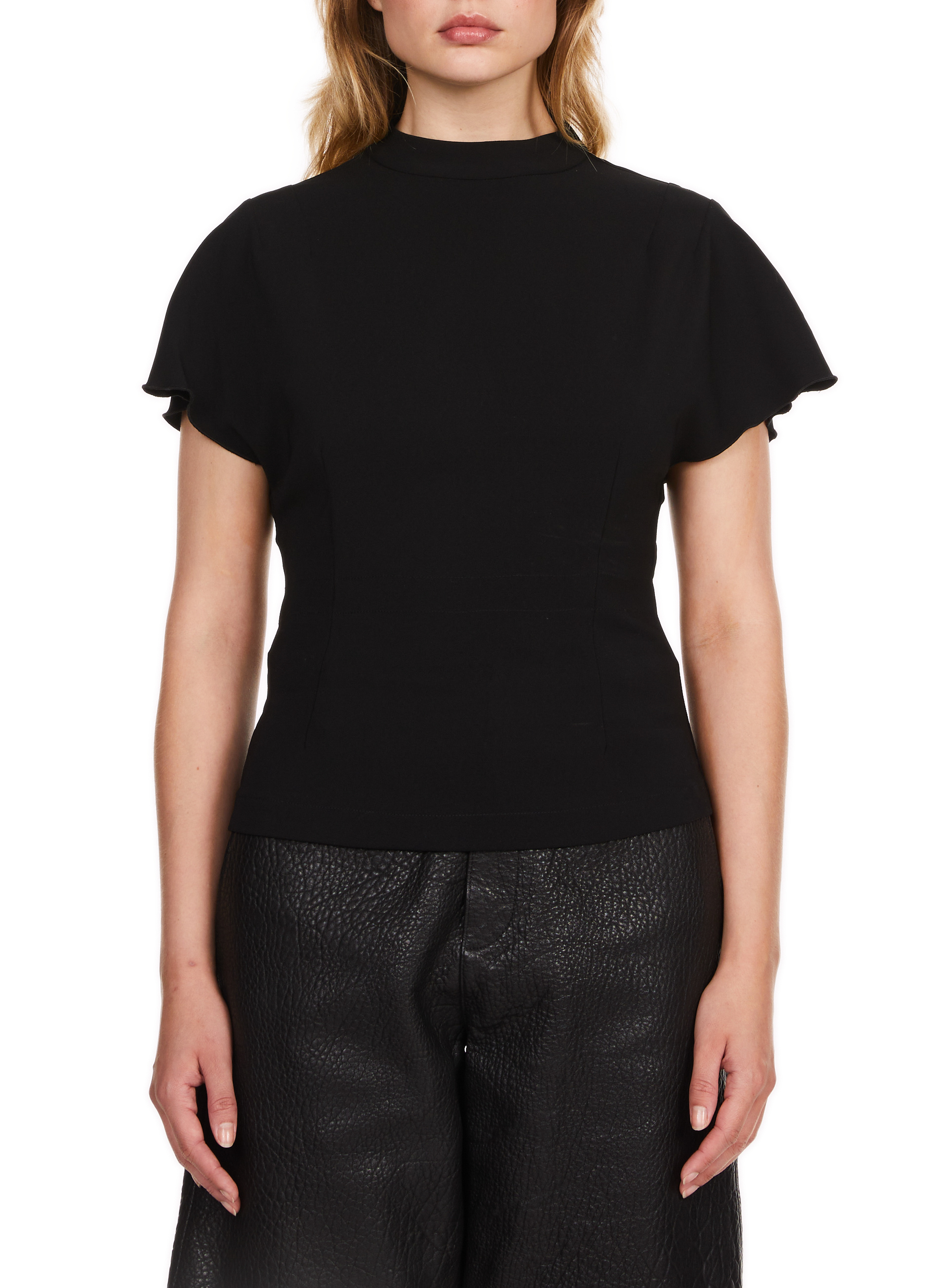 Tailliertes Top mit kurzen Ärmeln SAISON 1865 Schwarz