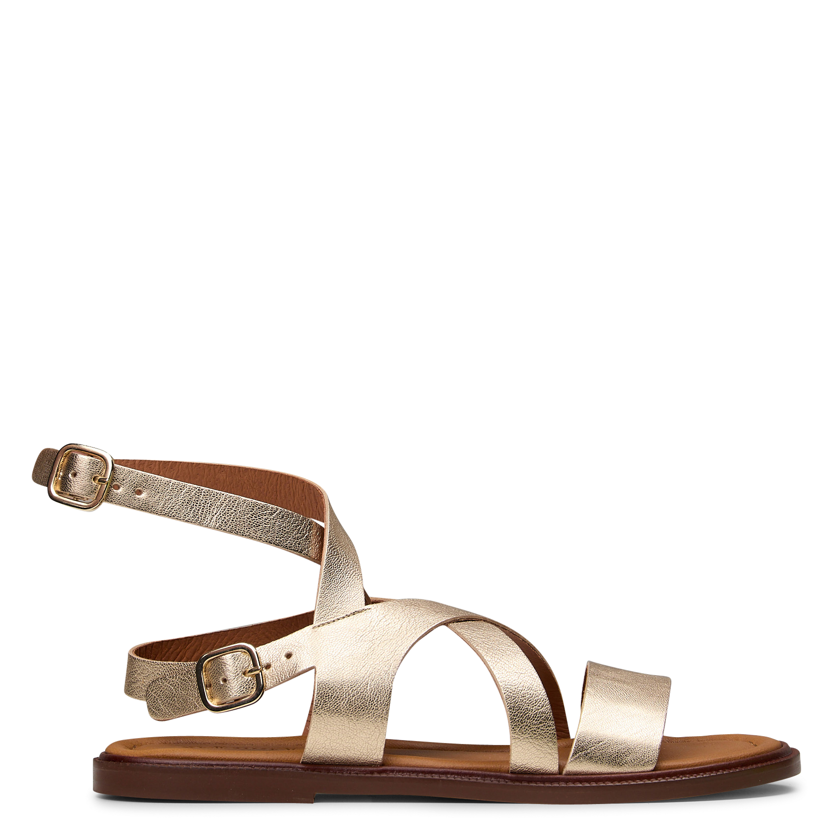 Aouda flat leather sandals MELLOW YELLOW Golden