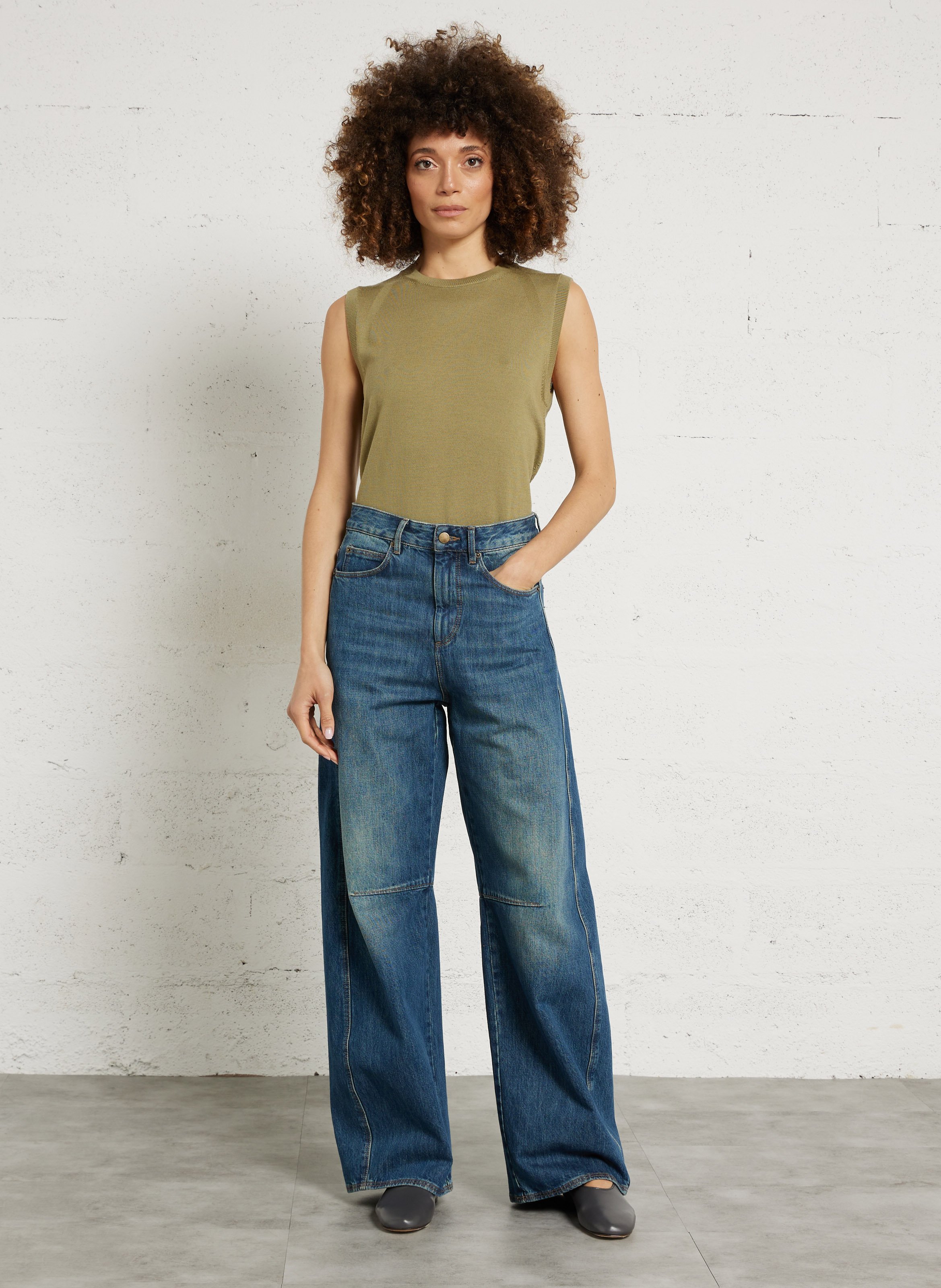 Farbige Straight Cut Jeans mit 5 Taschen SOEUR Blau