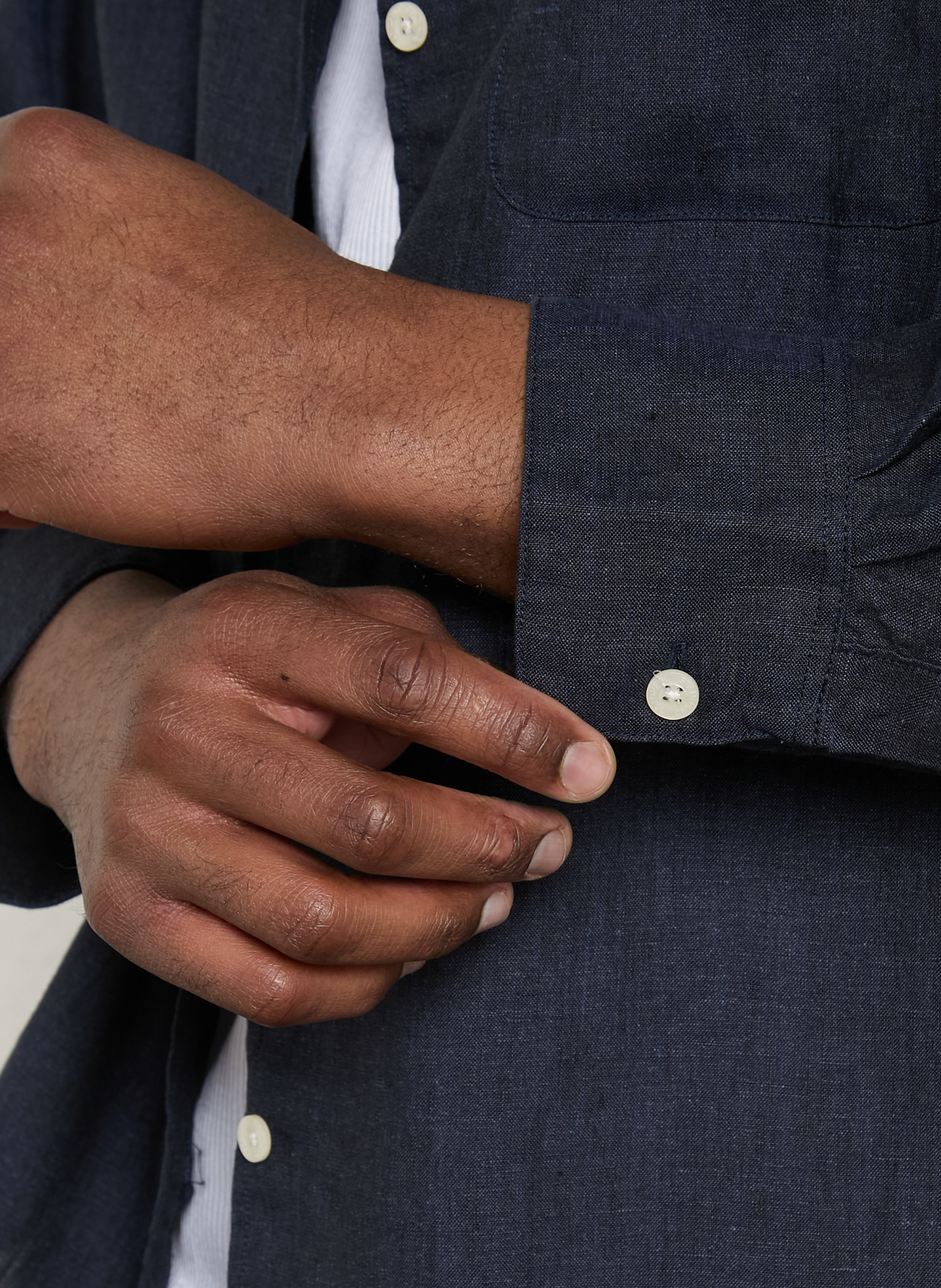 Loose-fit linen shirt with classic collar COLORFUL STANDARD Blue