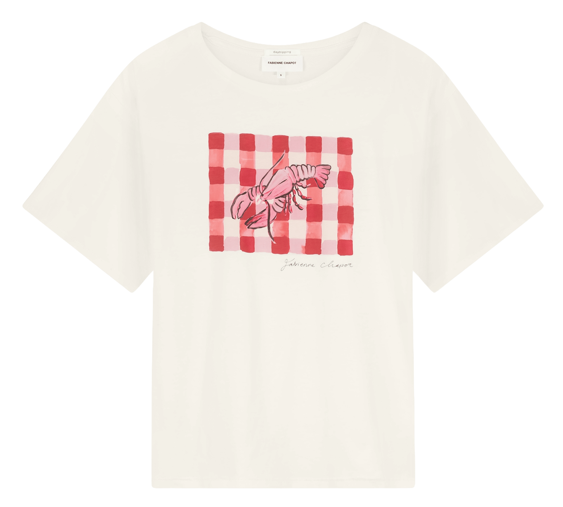 Tee-shirt droit col rond en coton bio sérigraphié FABIENNE CHAPOT Bianco