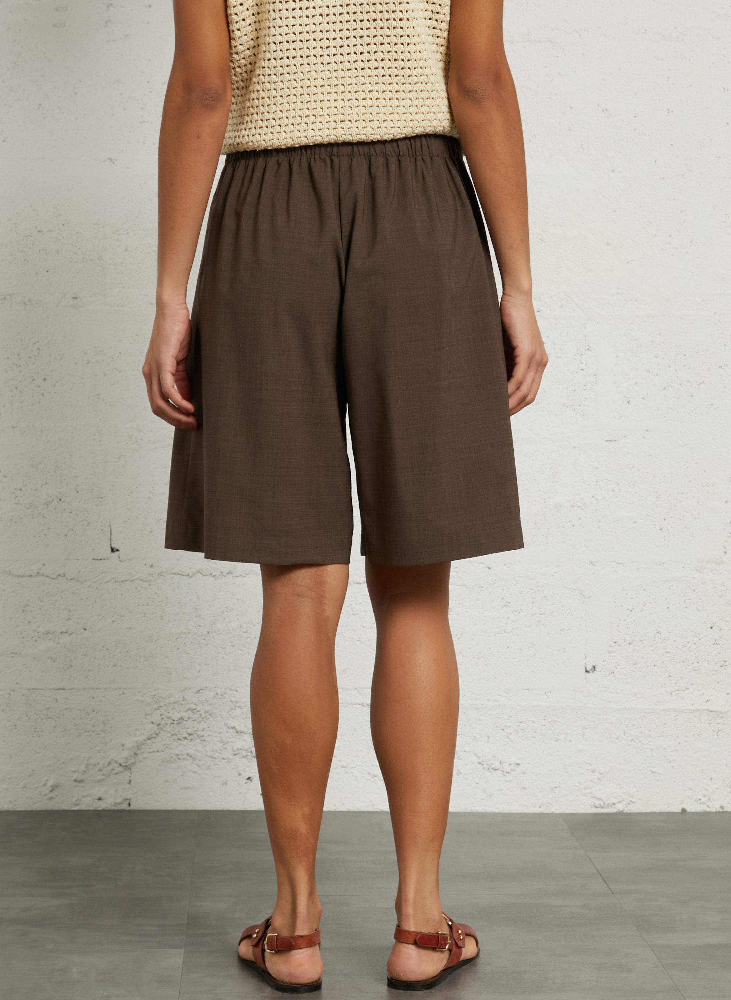 Short large in blended wool with elastic waistband MASSCOB Brown