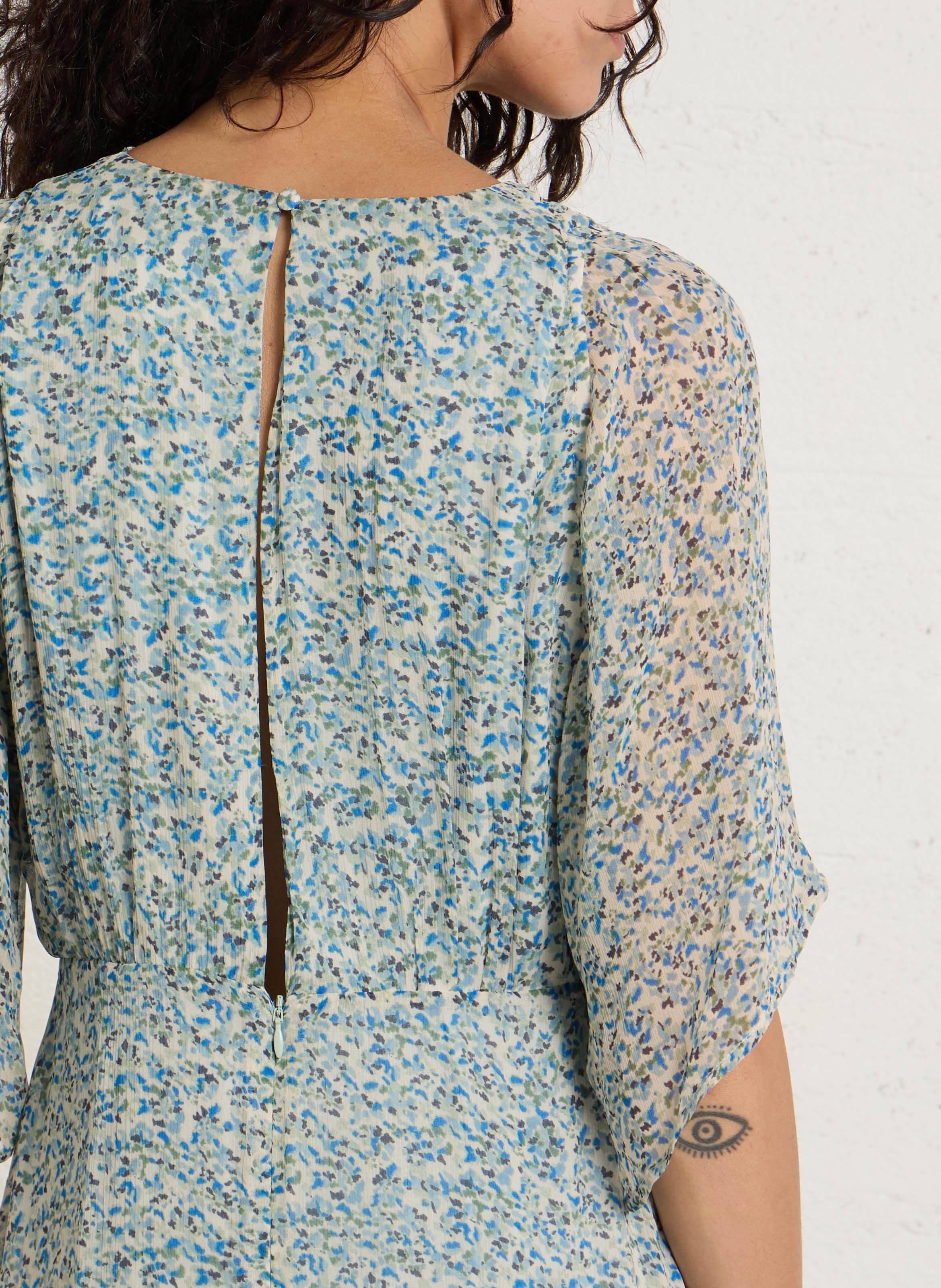 Robe longue col V imprimé MAISON 123 Vert