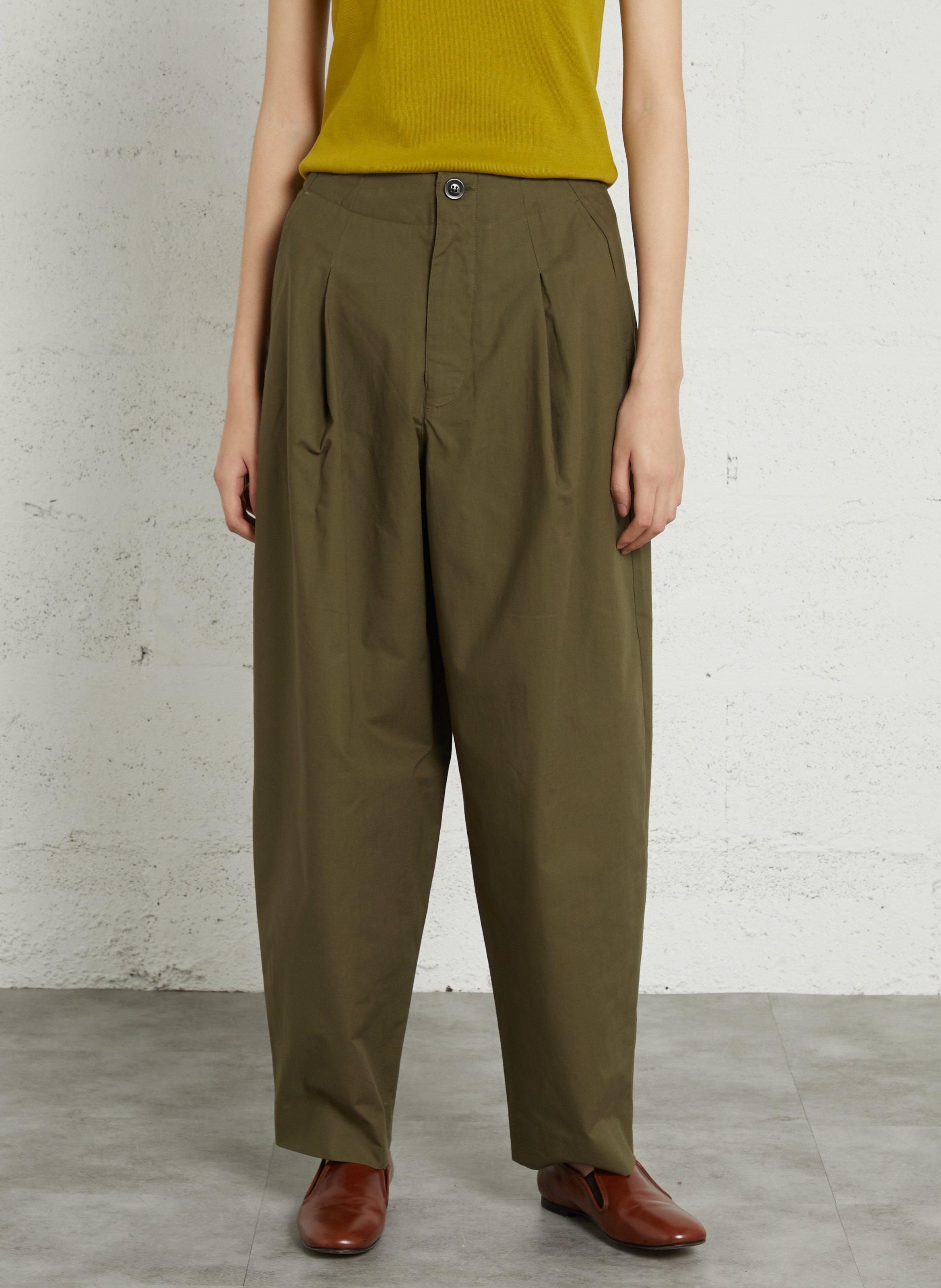 Gerade geschnittene Baumwollhose SOEUR Khaki