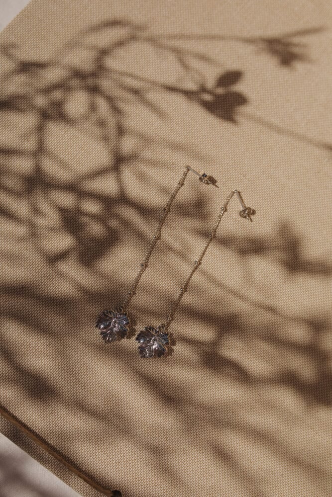 Silver-plated leaf drop earrings MONSIEUR SIMONE Silver