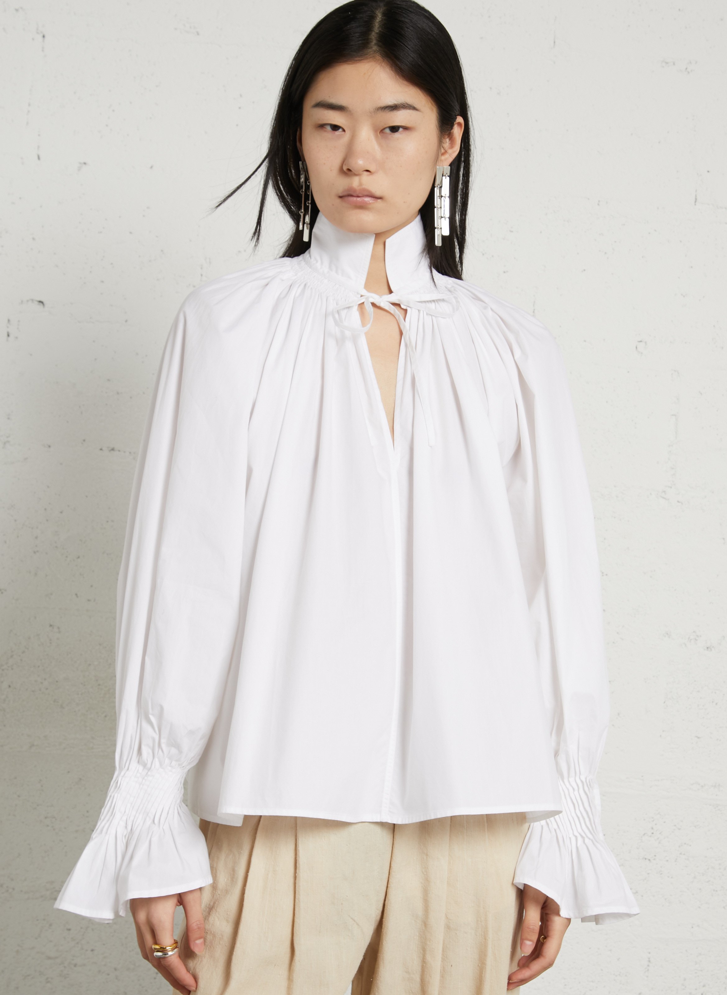 V-neck checked shirt LAURENCE BRAS White