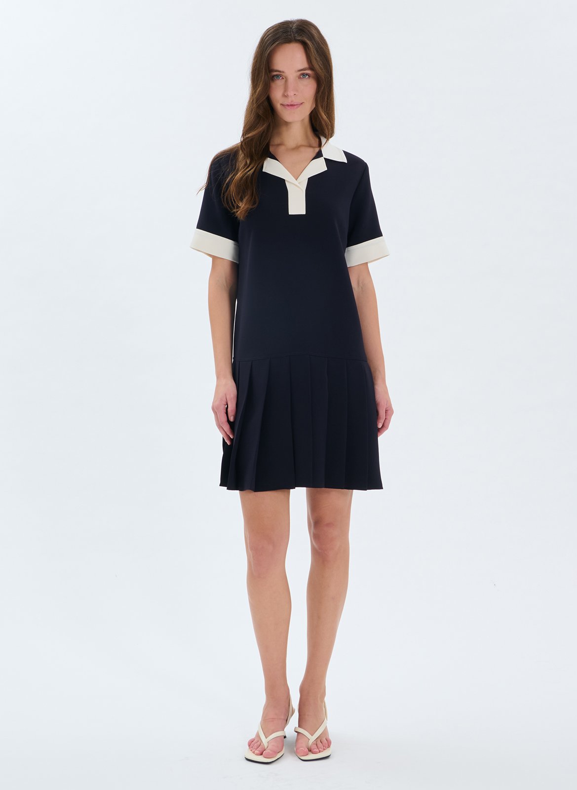 Robe courte col polo Bleu