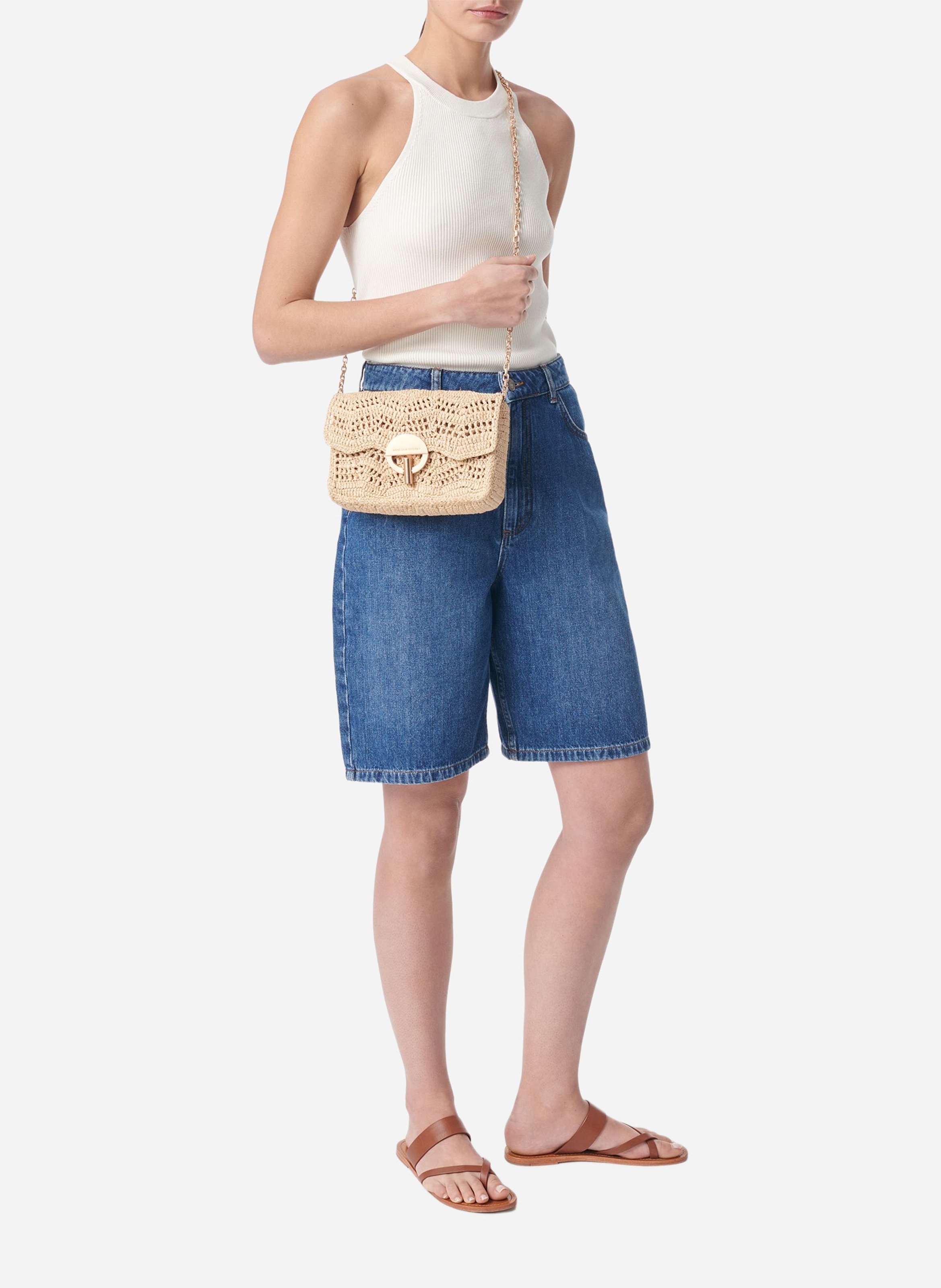 Sac porté épaule en raphia  VANESSA BRUNO Beige