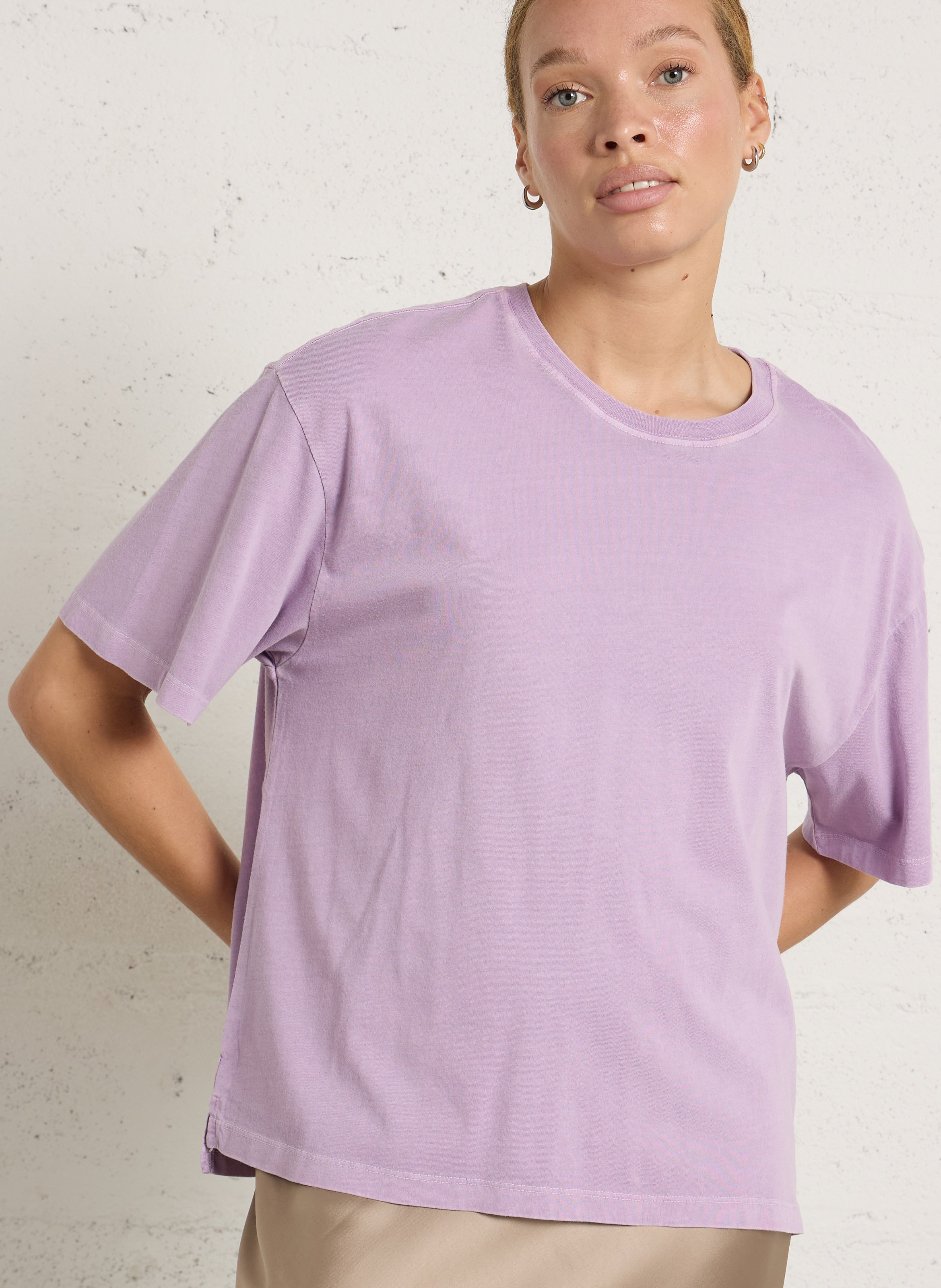 Oversized round-neck cotton T-shirt HOD PARIS Purple
