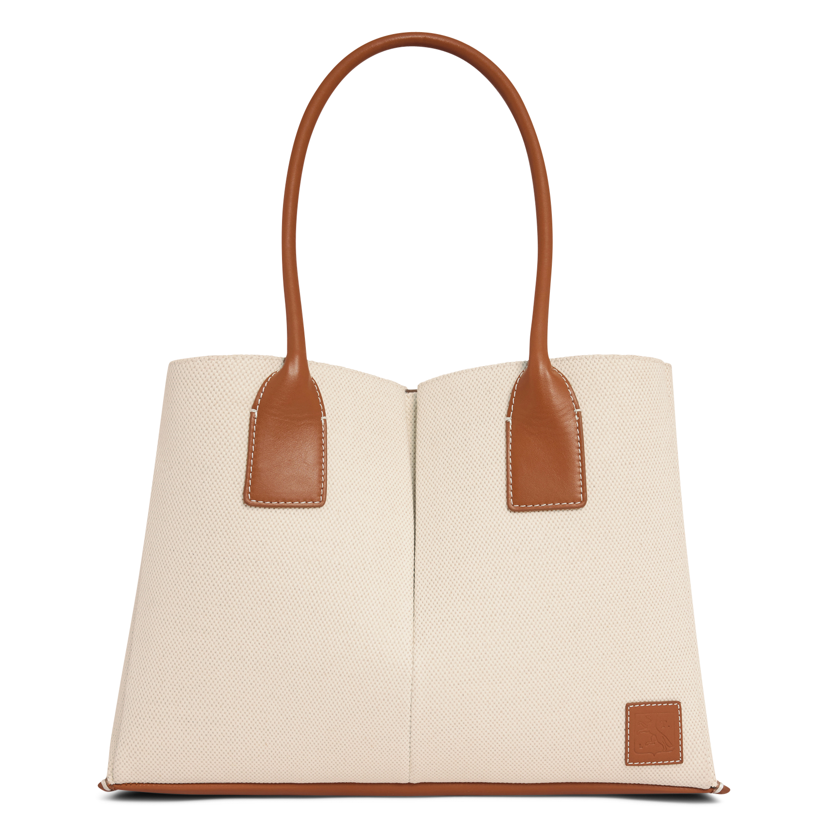 Large tote bag in canvas and grained leather LE TANNEUR Beige