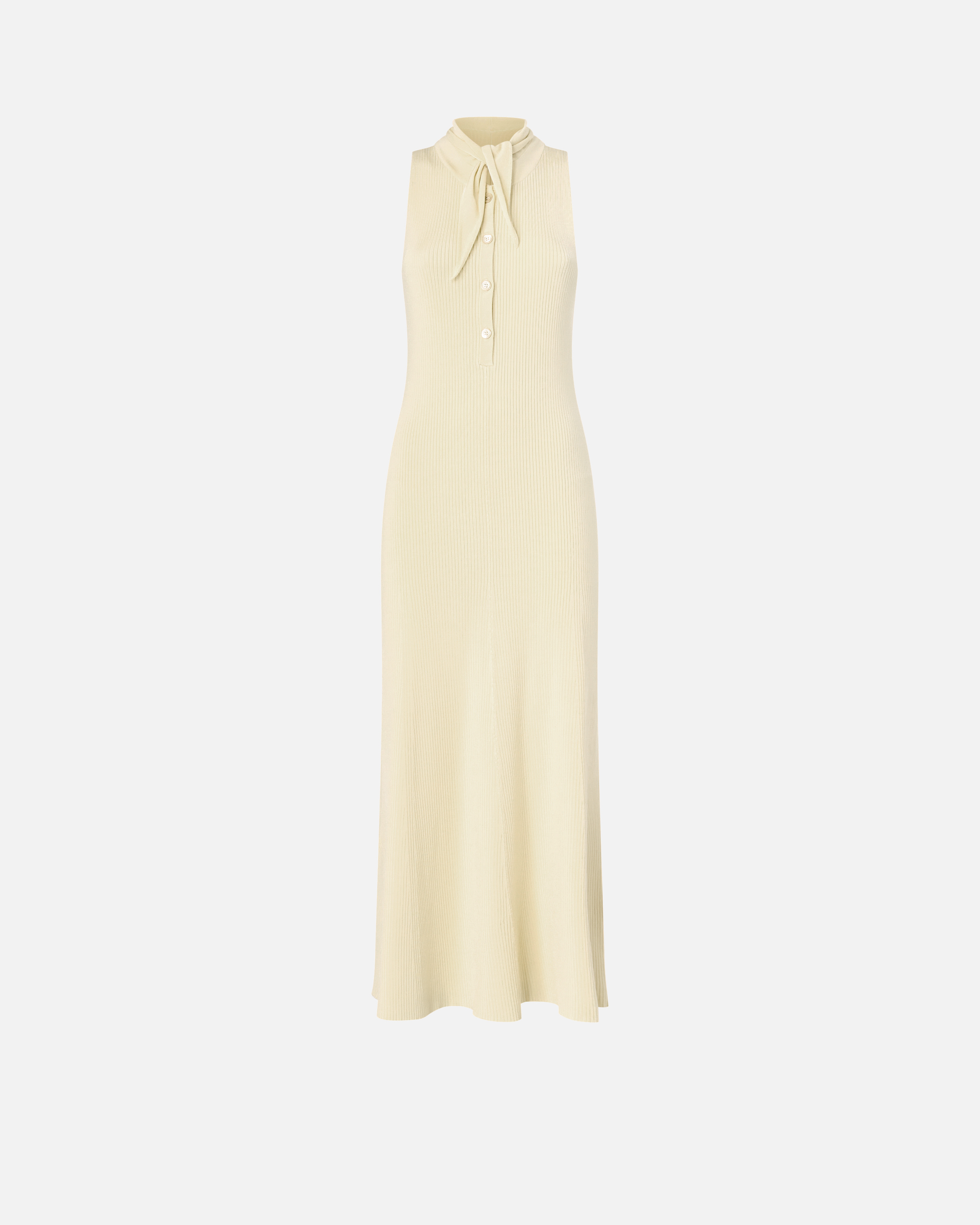 Robe longue côtelée à col façon bandana PINKO Beige