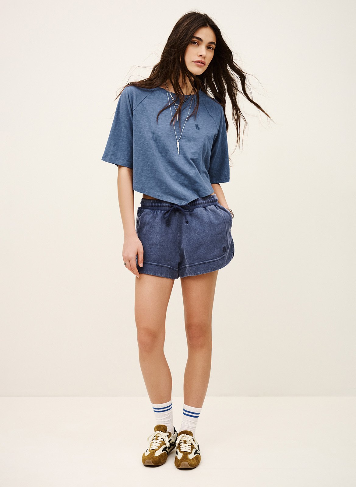 Tee-shirt col rond en coton BA&SH Bleu