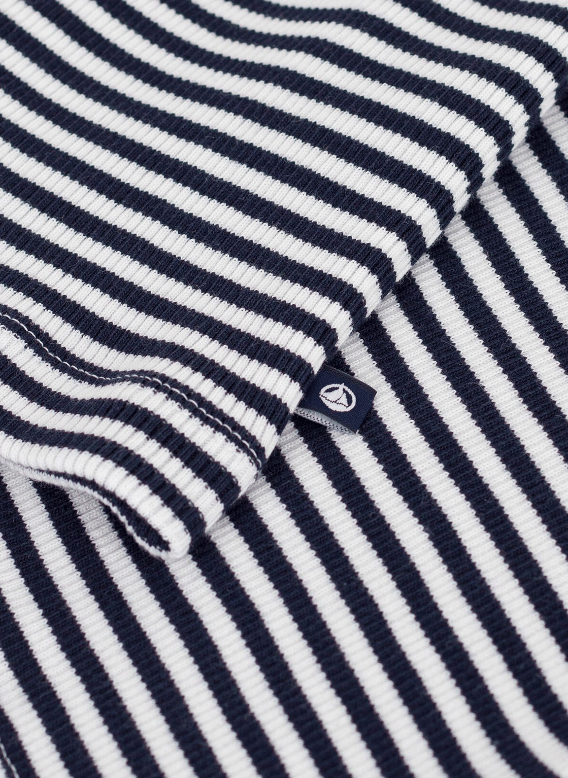 Square neck striped cotton top PETIT BATEAU Grey