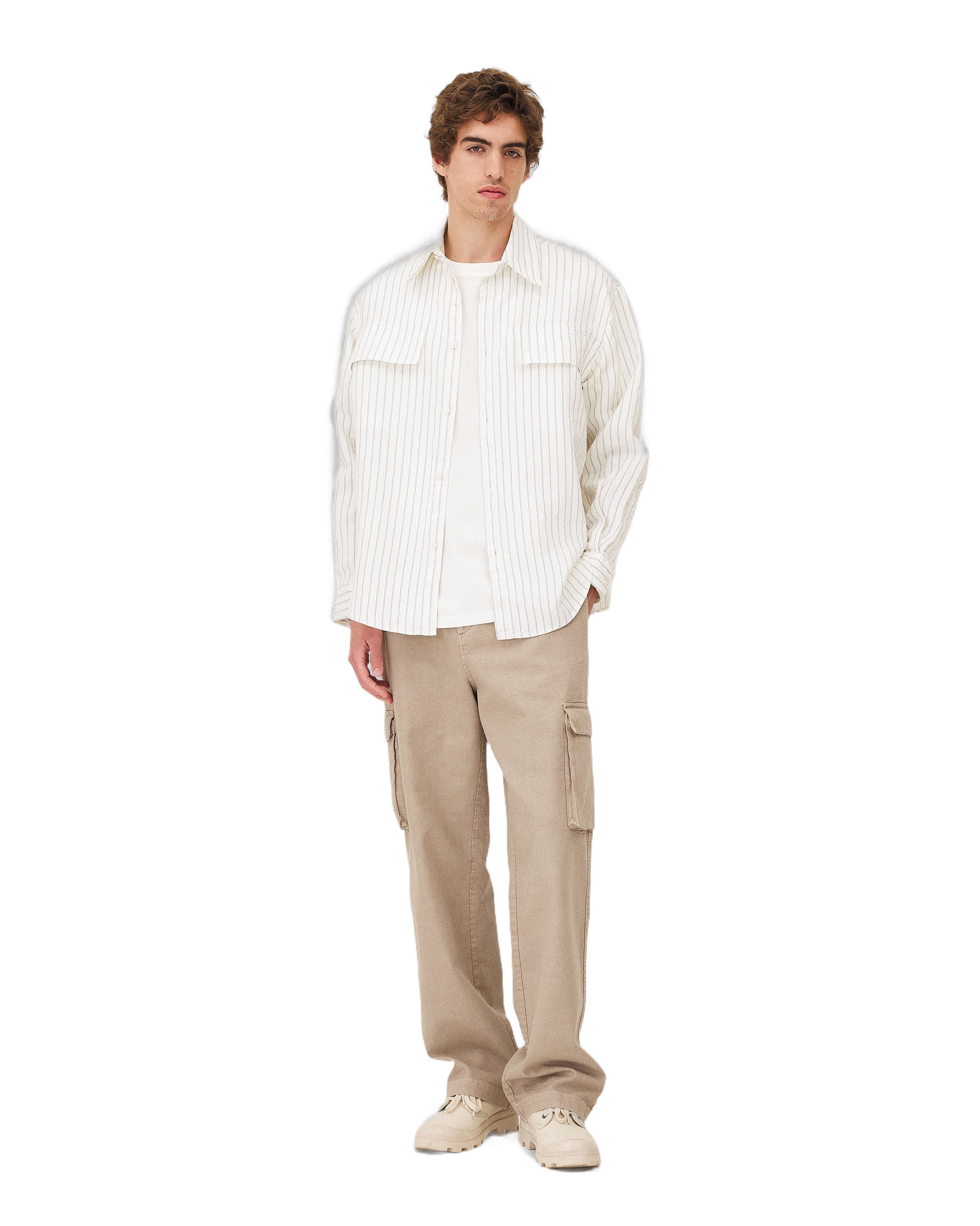 Wide military cargo pants in greige Noyoco Beige
