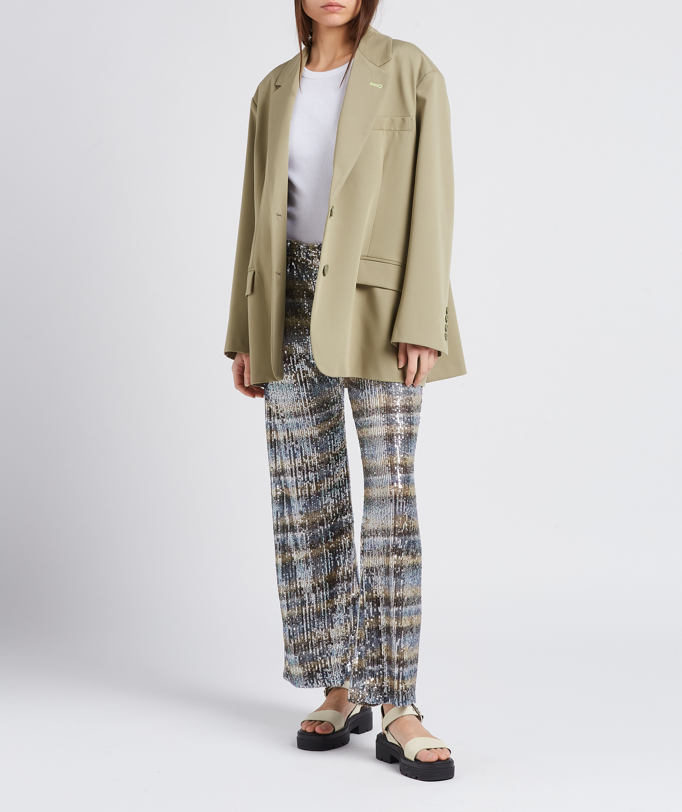 Straight-leg printed pants with sequins IMPERIAL Golden