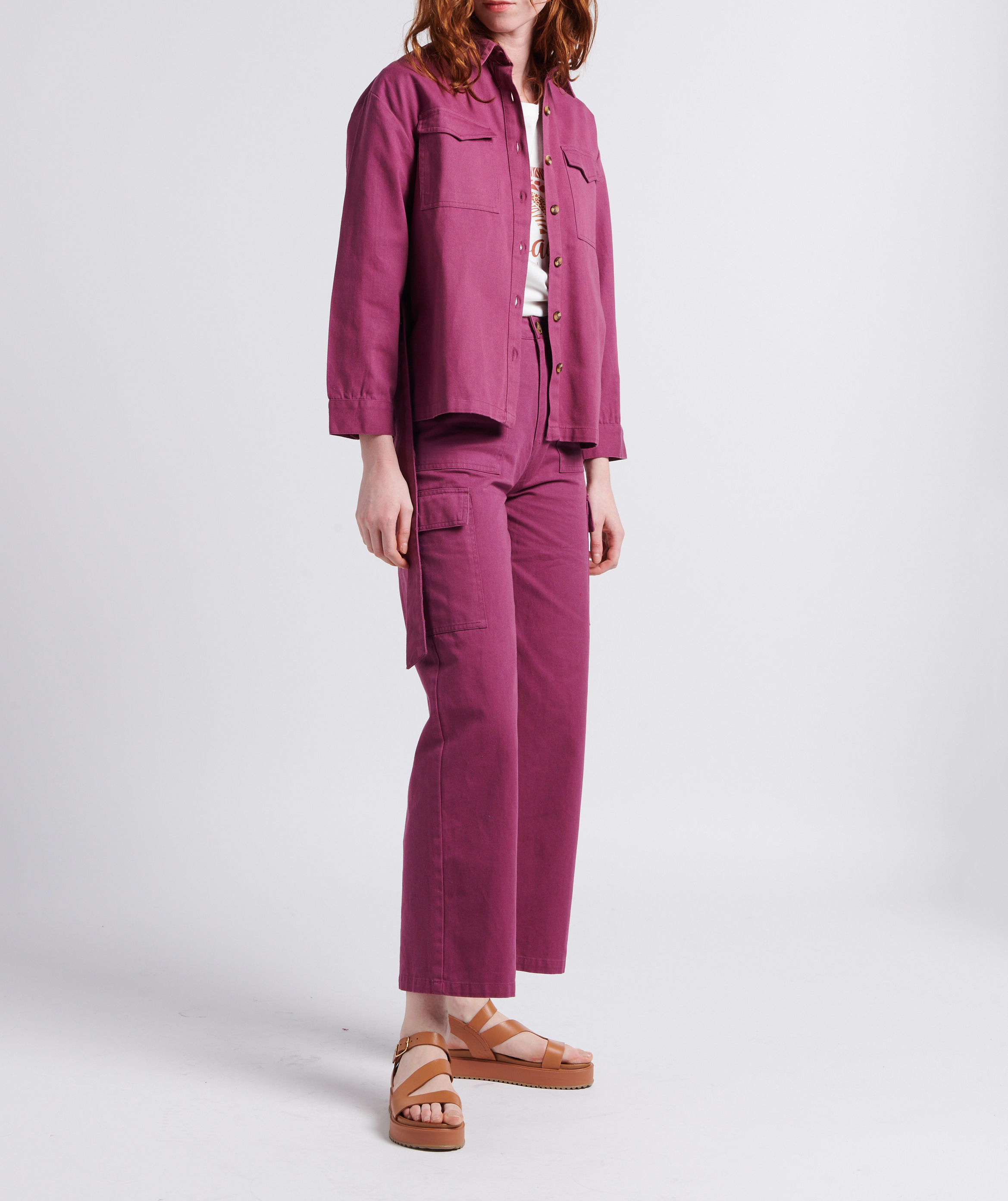Cotton twill denim jacket with classic collar LA PETITE ETOILE Purple