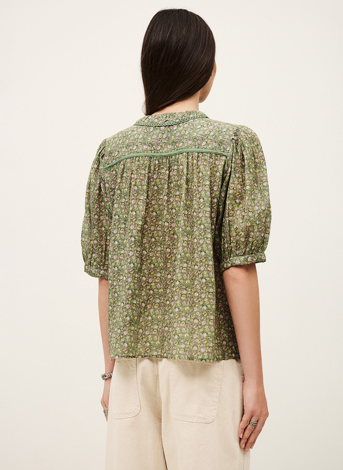 Chemise col V en coton BA&SH Vert