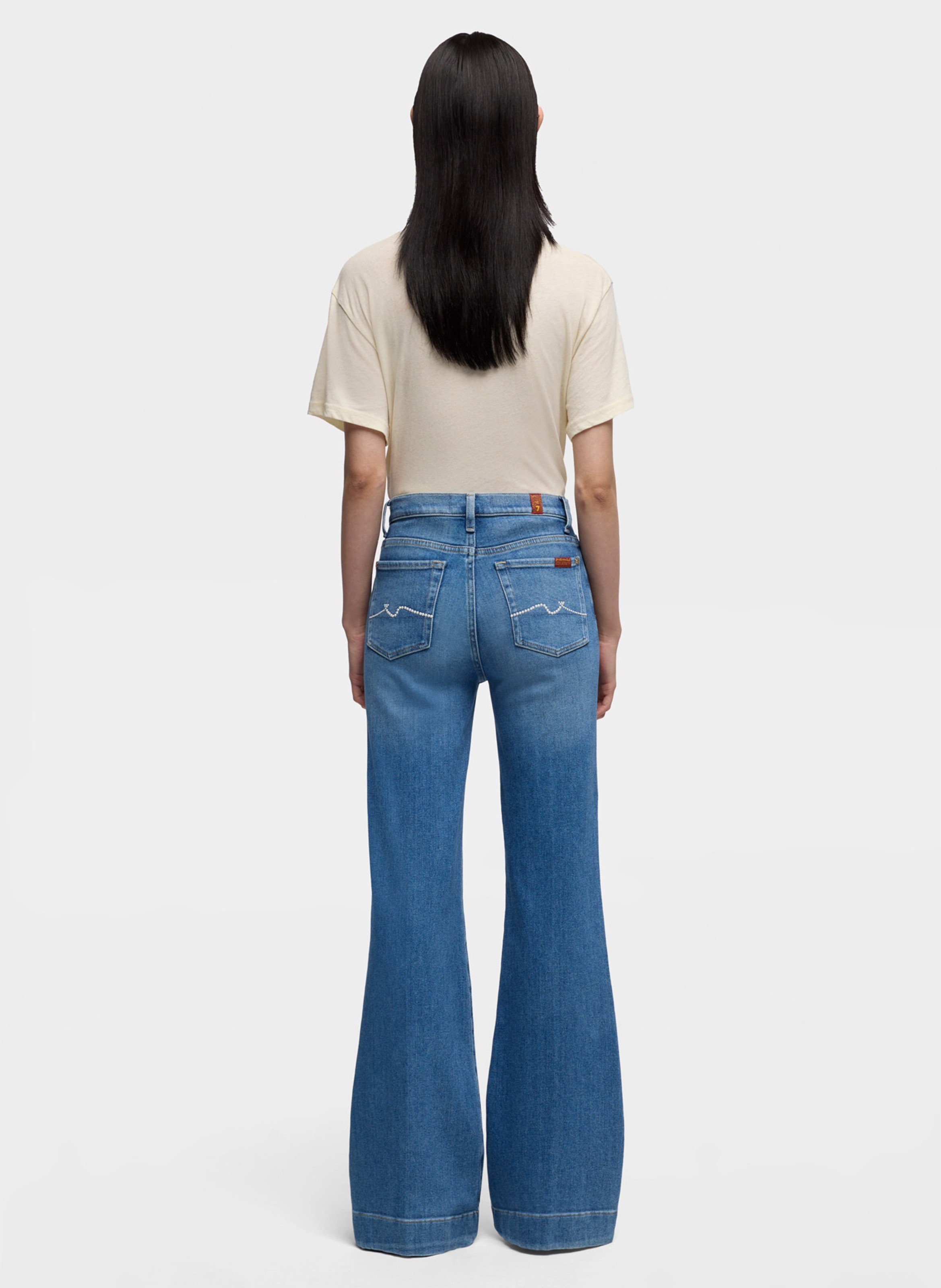 Cotton-blend bootcut jeans 7 FOR ALL MANKIND Blue