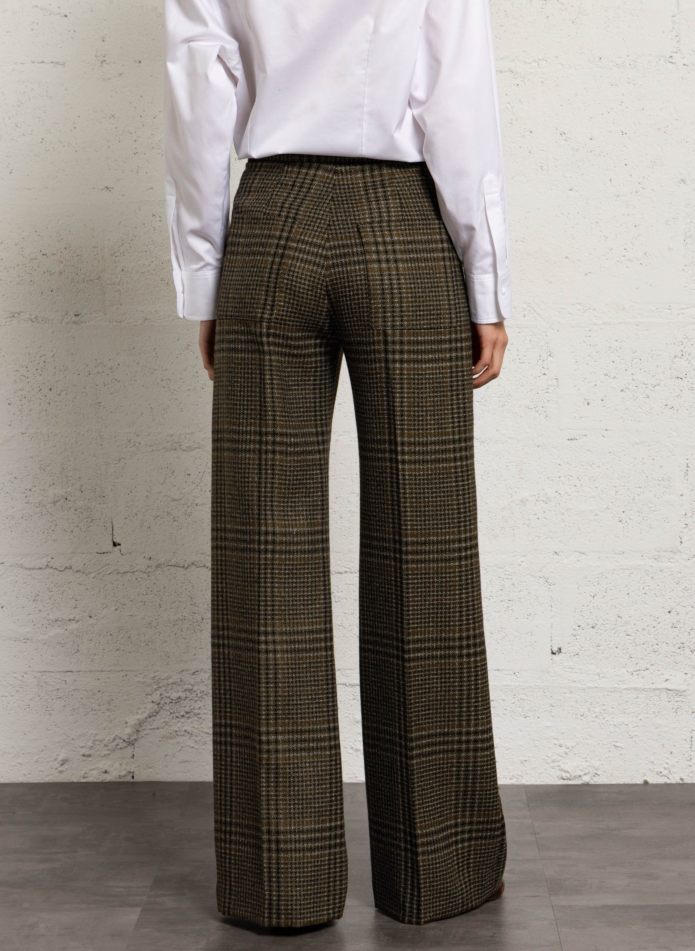 Pantalon évasé tailleur tweed MARGAUX LONNBERG Vert