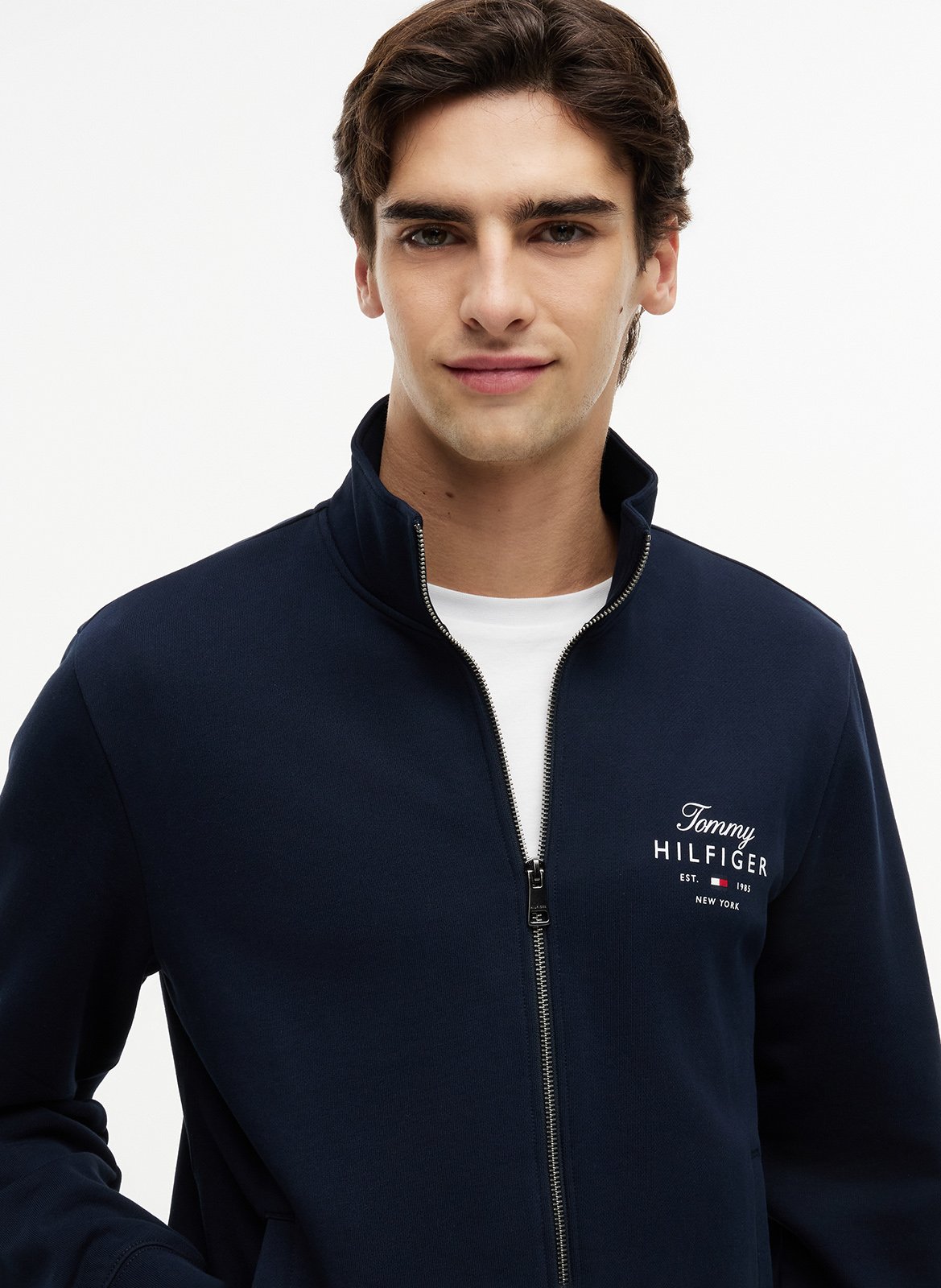 Baumwoll-Sweatshirt mit Reißverschluss TOMMY HILFIGER Blau