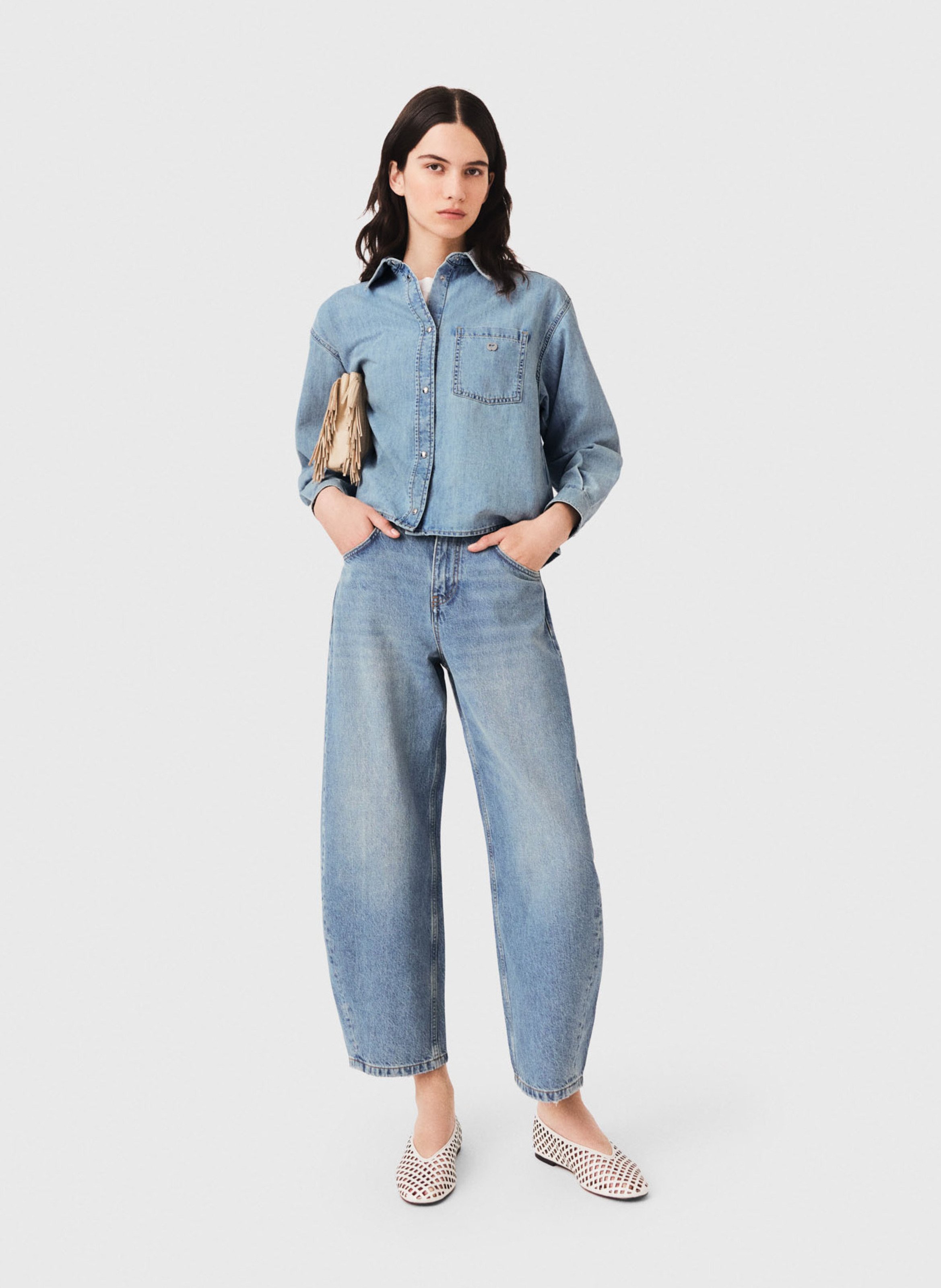 Chemise oversize en coton MAJE Bleu