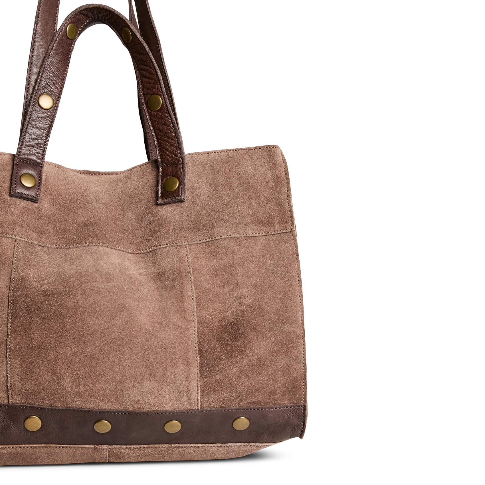 Sac cabas en cuir velours PIECES Beige