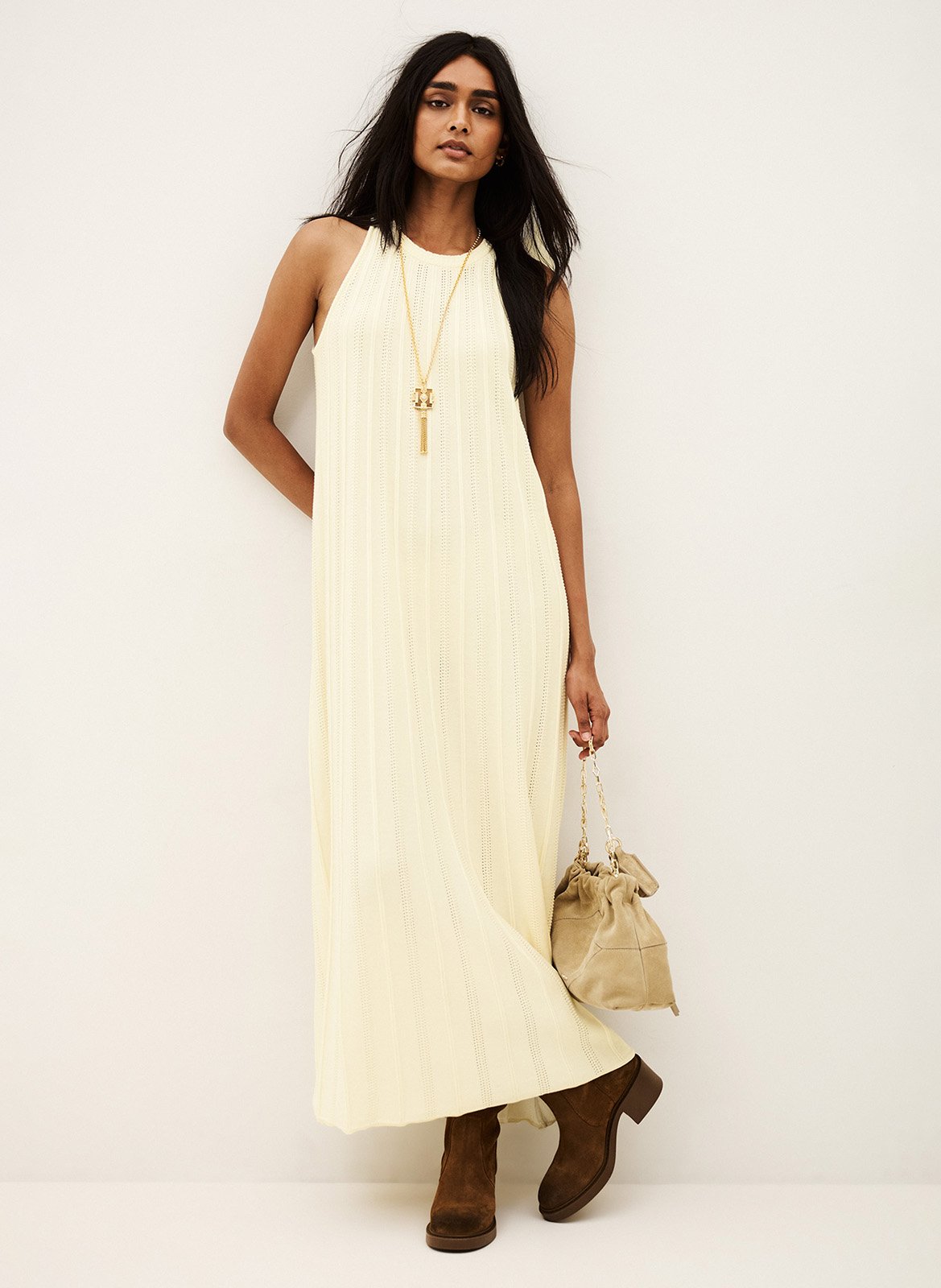 Ärmelloses langes Kleid in lockerer Passform BA&SH Beige