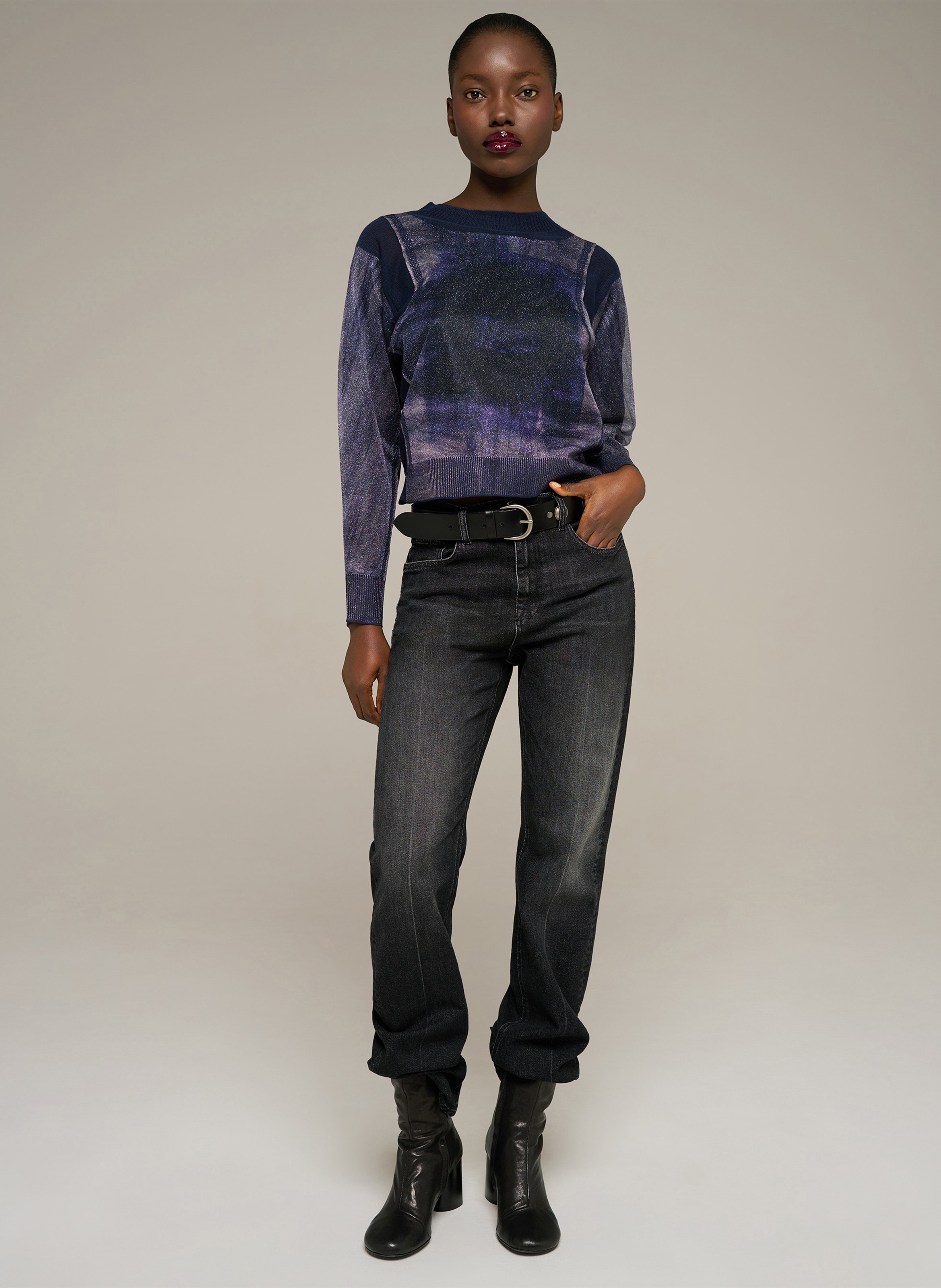 Pull col rond  COTELAC Bleu