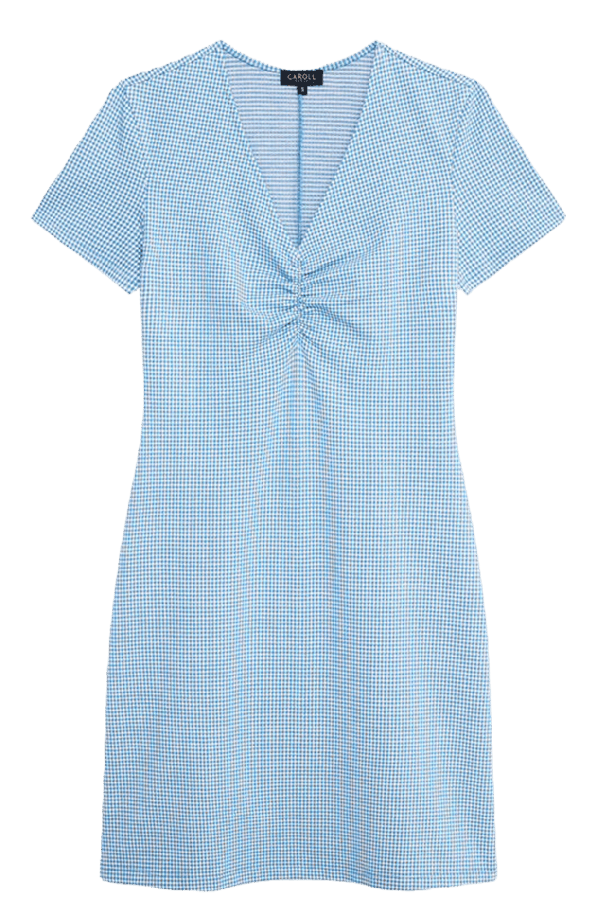 Robe courte col V imprimée CAROLL Bleu