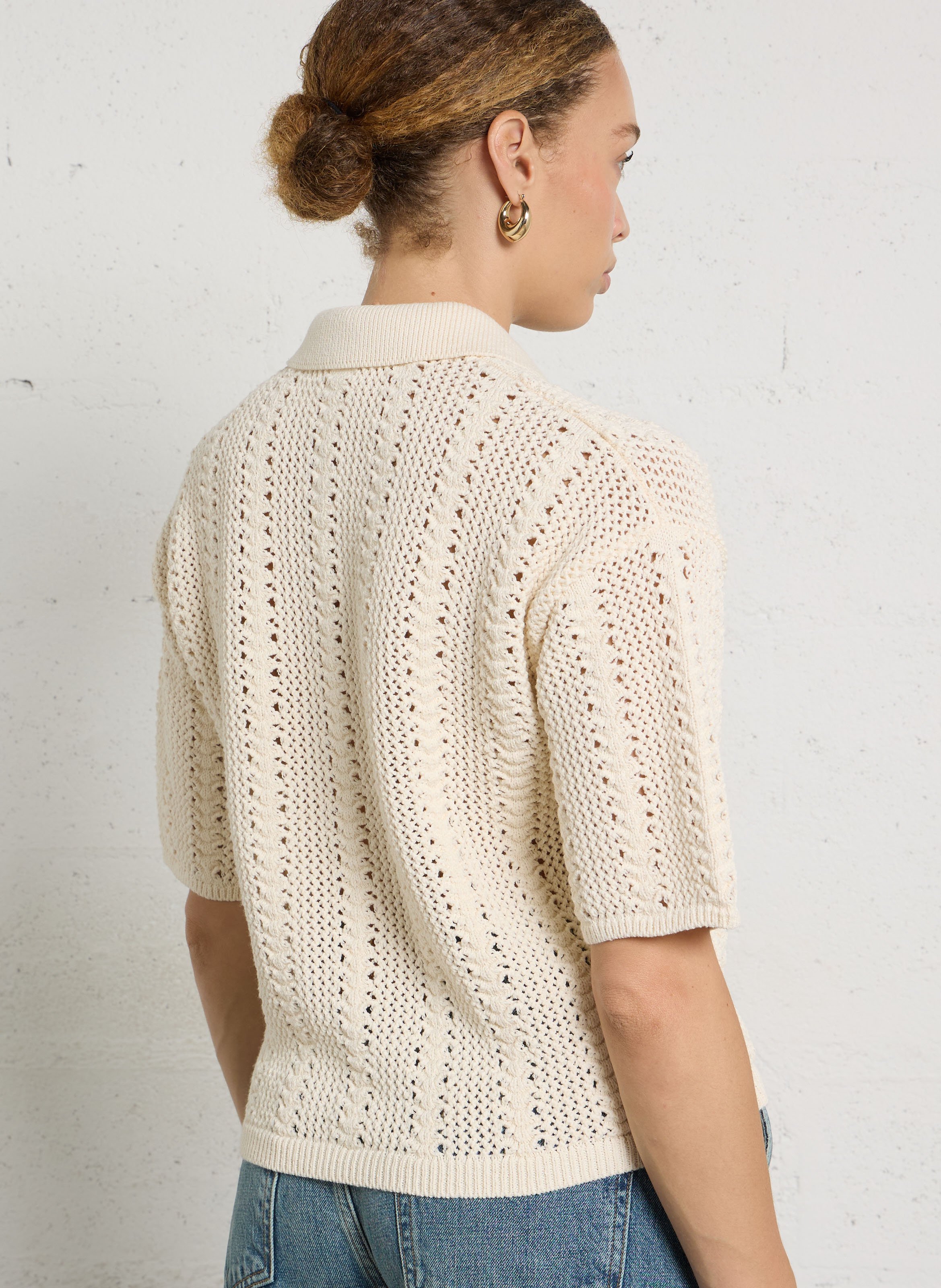 Short-sleeved cotton-blend sweater MAISON 123 Beige