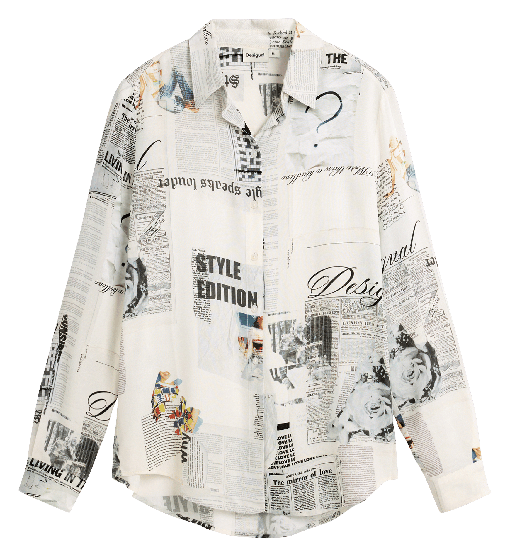 Straight printed shirt with classic collar DESIGUAL White