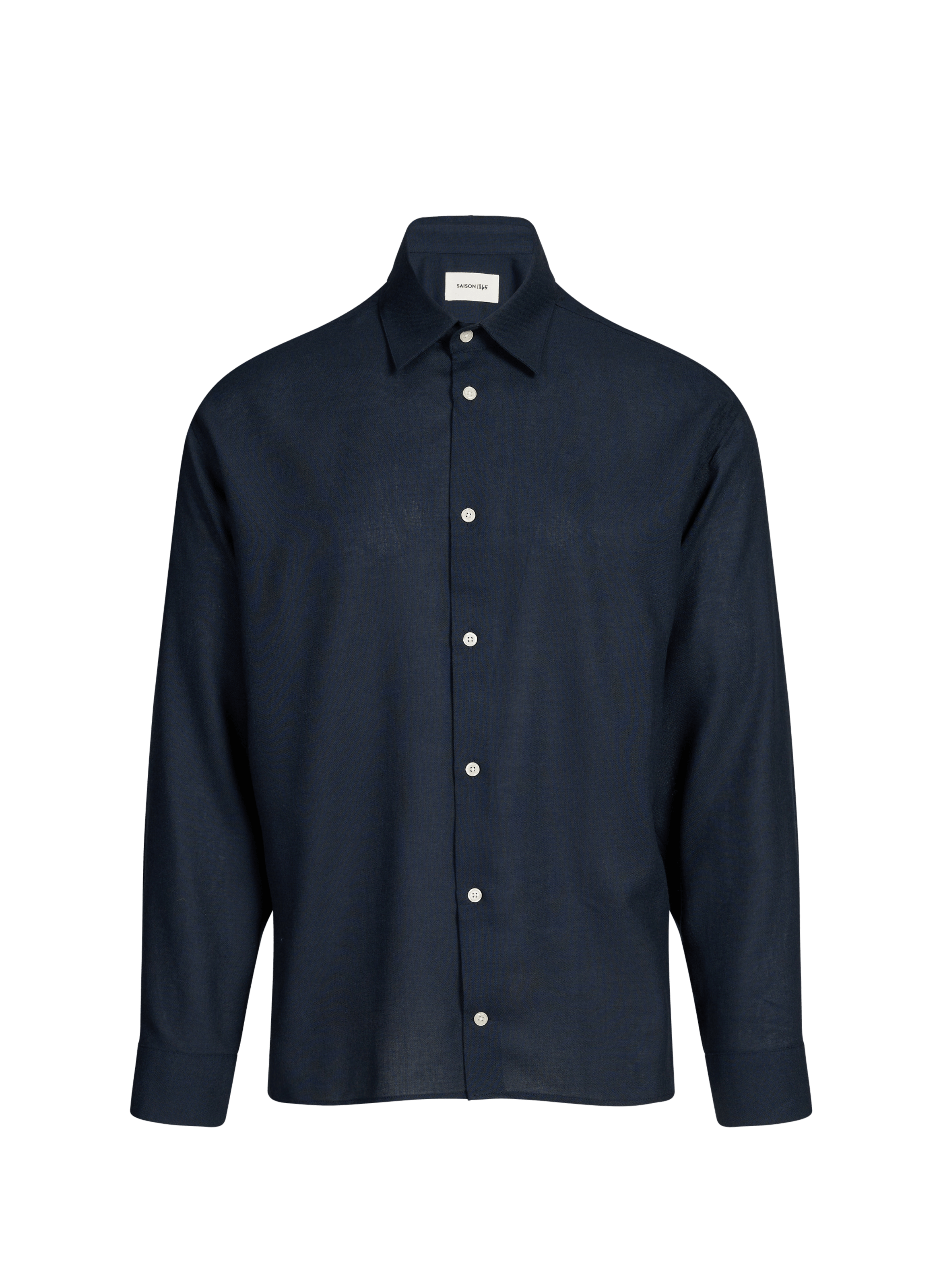 Solid straight button-up shirt SAISON 1865