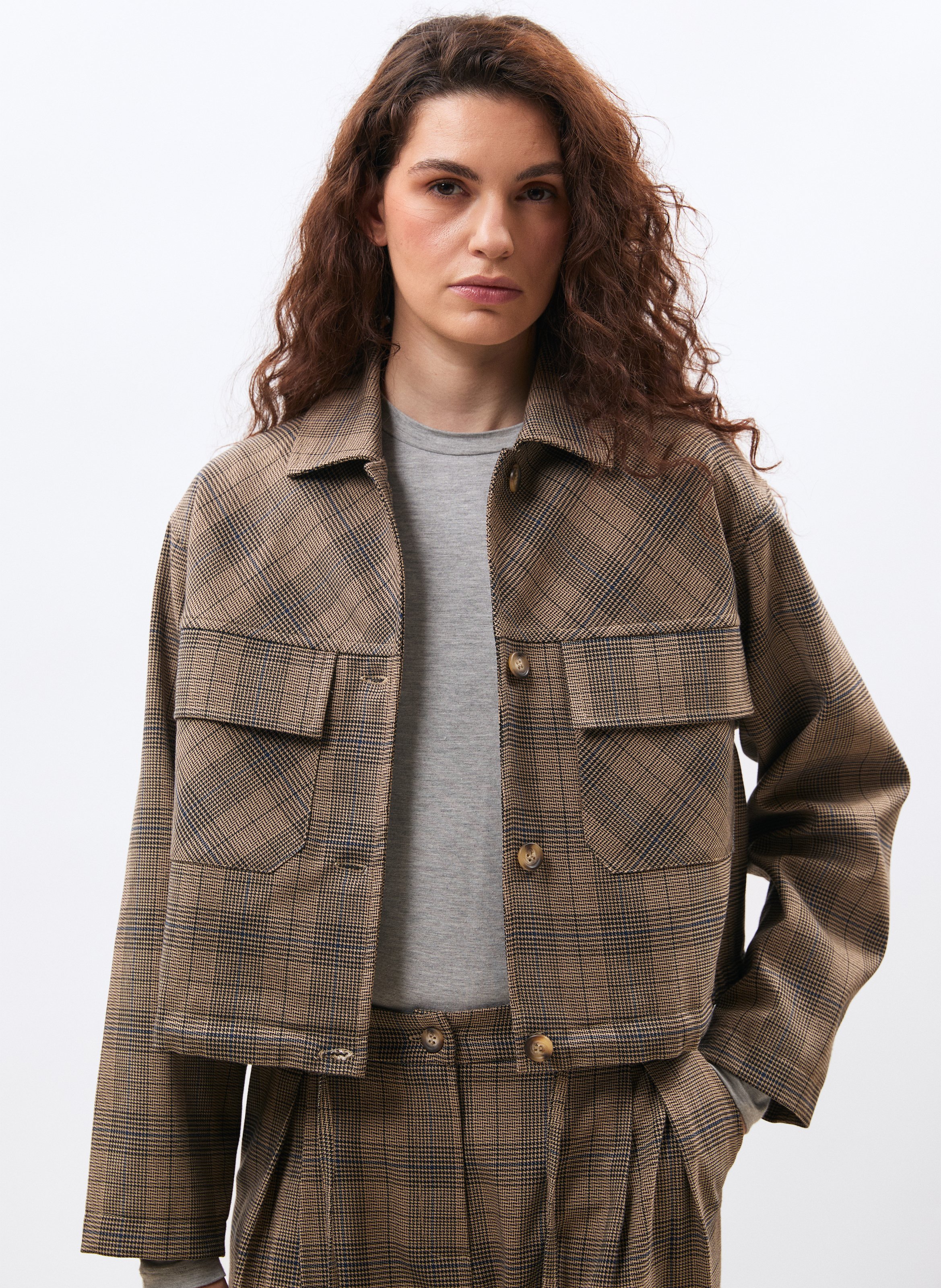 Short Prince of Wales checkered jacket HUMILITY Beige