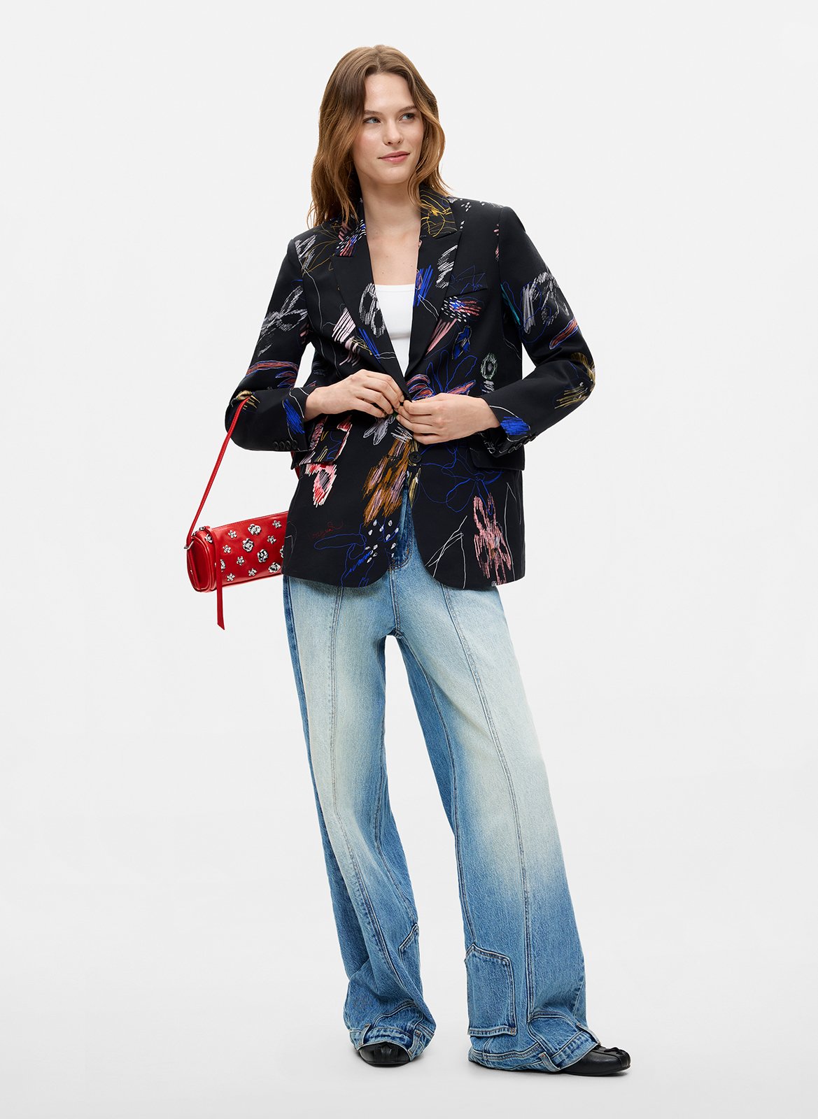 Veste col tailleur en coton mélangé DESIGUAL Noir