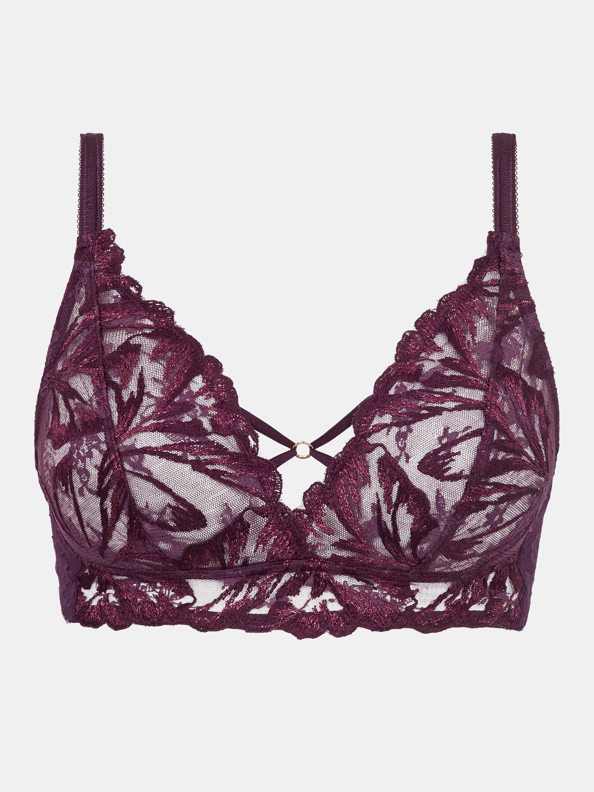 Non-wired bra with floral embroidery CHANTELLE Purple