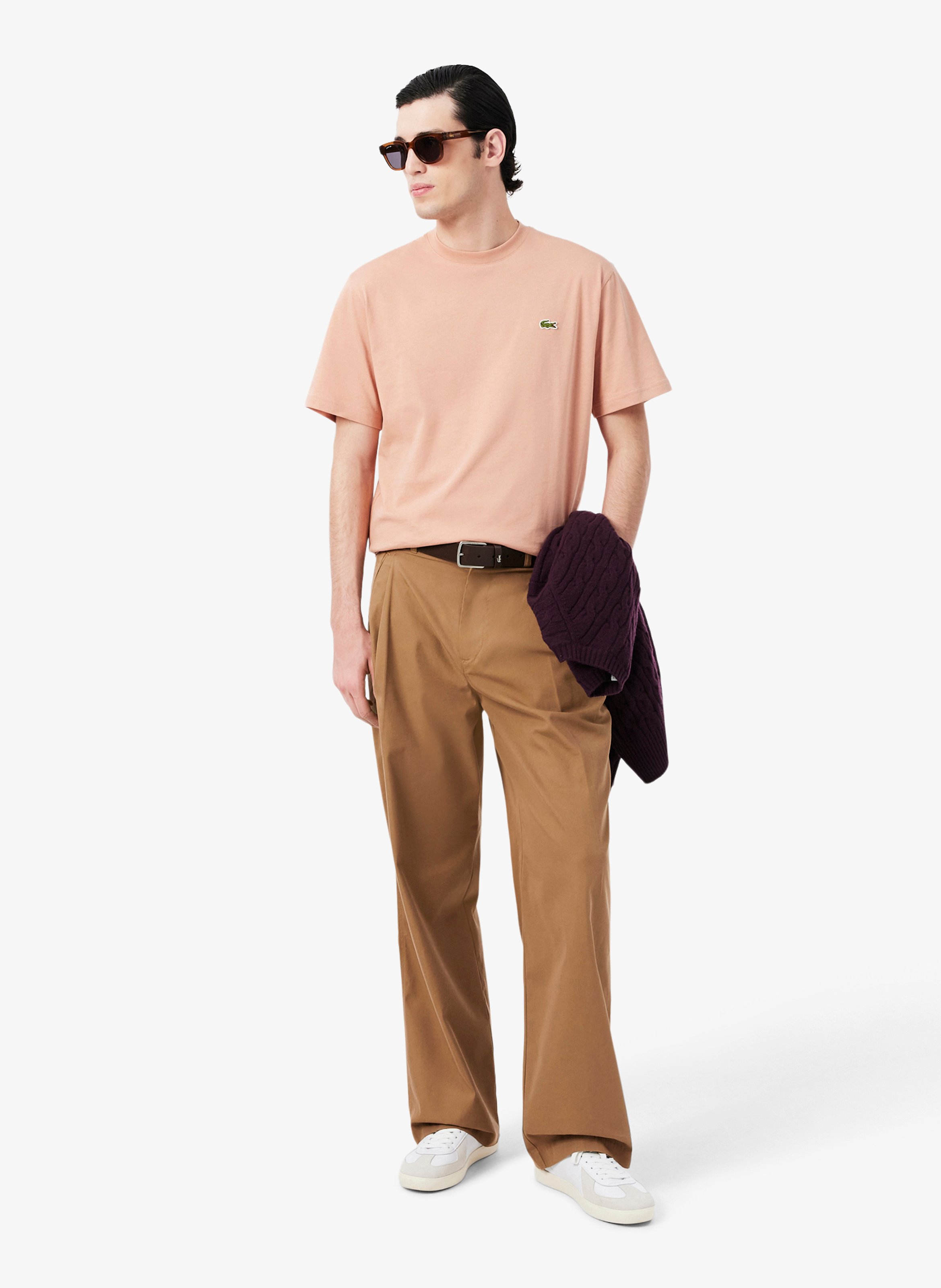 Einfarbiges T-Shirt mit Baumwolllogo LACOSTE Rosa