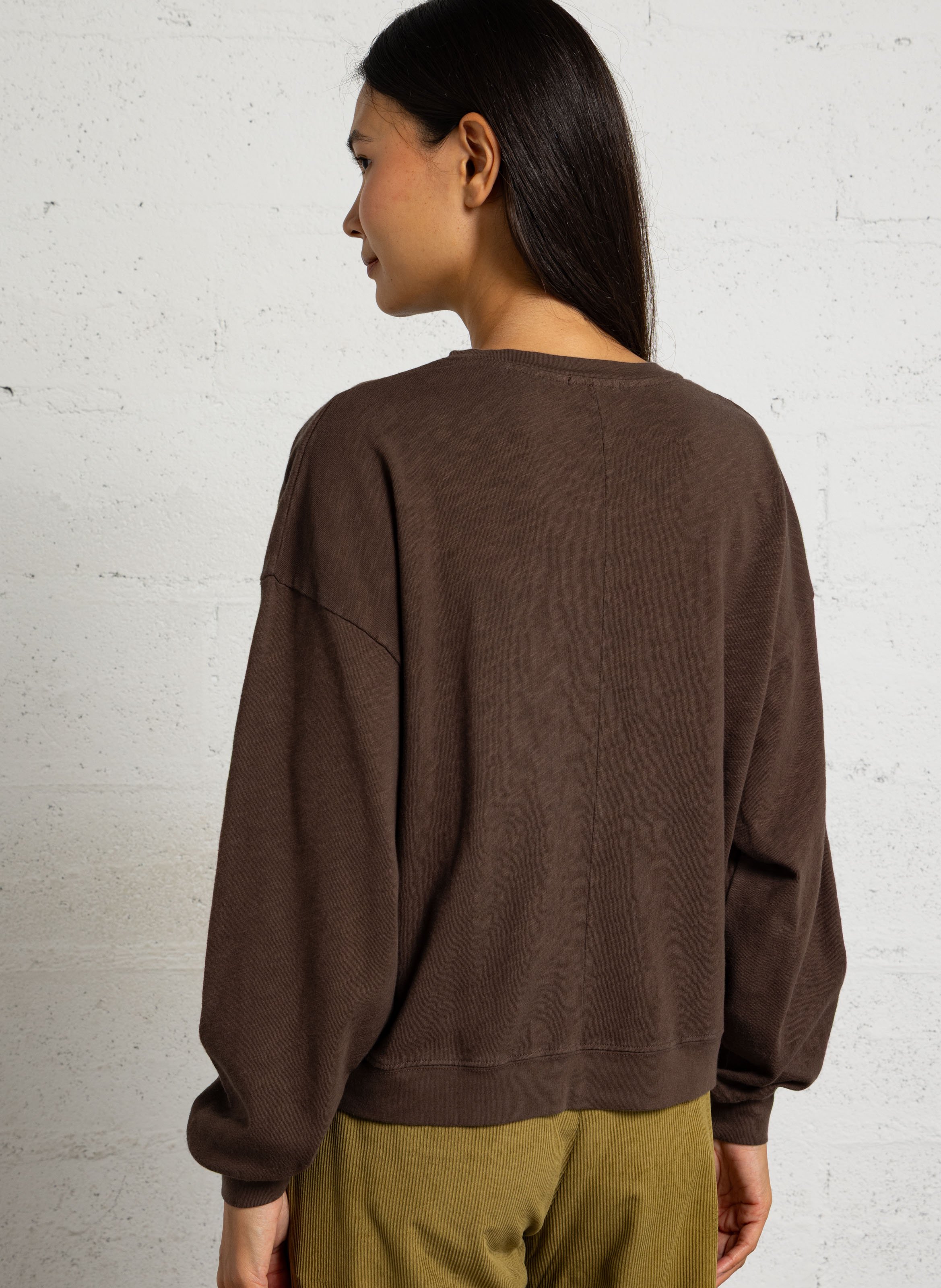 Tee-shirt droit col rond en coton AMERICAN VINTAGE Marron